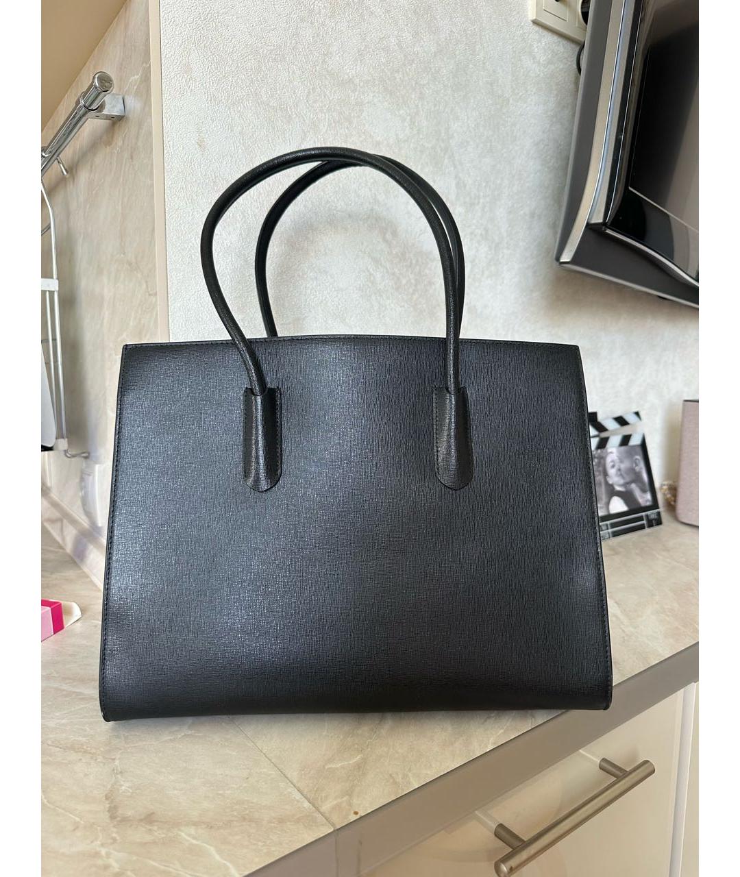 FURLA Черная кожаная сумка тоут, фото 3