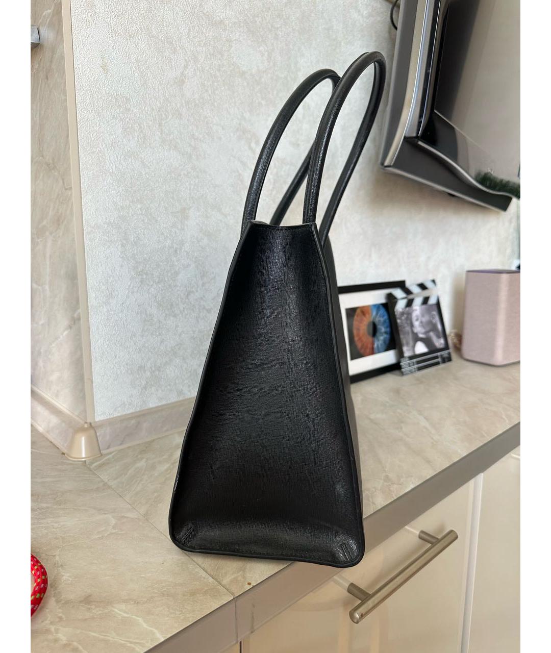 FURLA Черная кожаная сумка тоут, фото 2