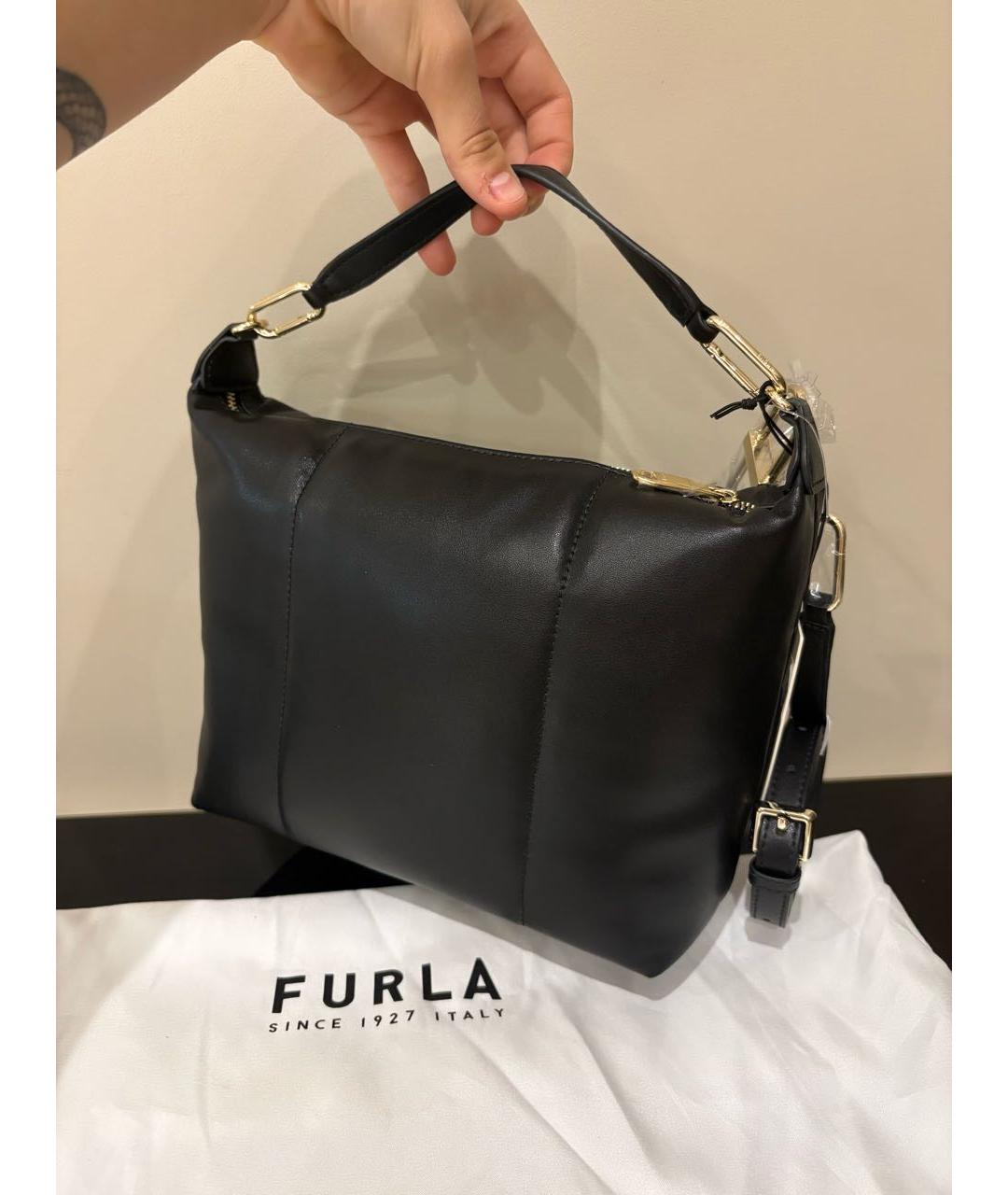 FURLA Черная кожаная сумка через плечо, фото 4