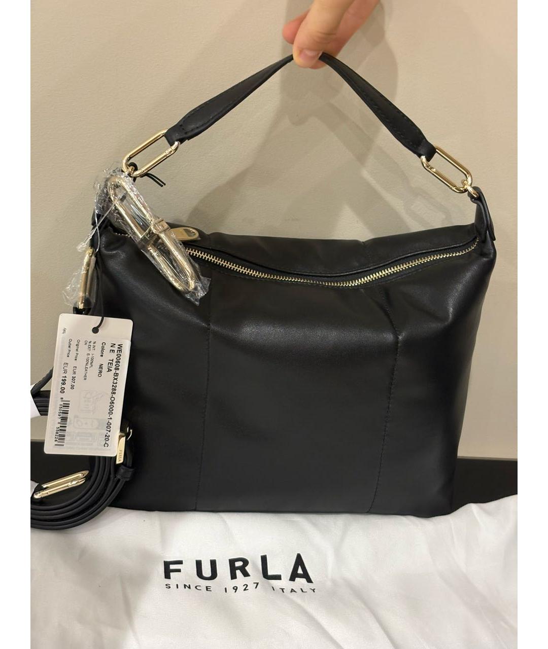 FURLA Черная кожаная сумка через плечо, фото 3