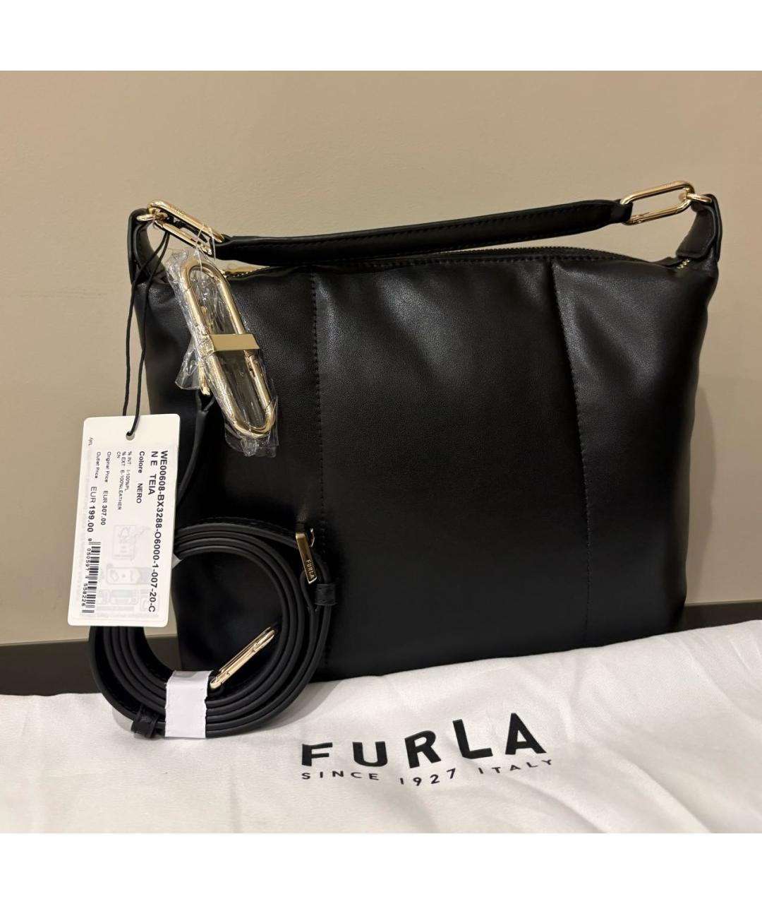 FURLA Черная кожаная сумка через плечо, фото 8