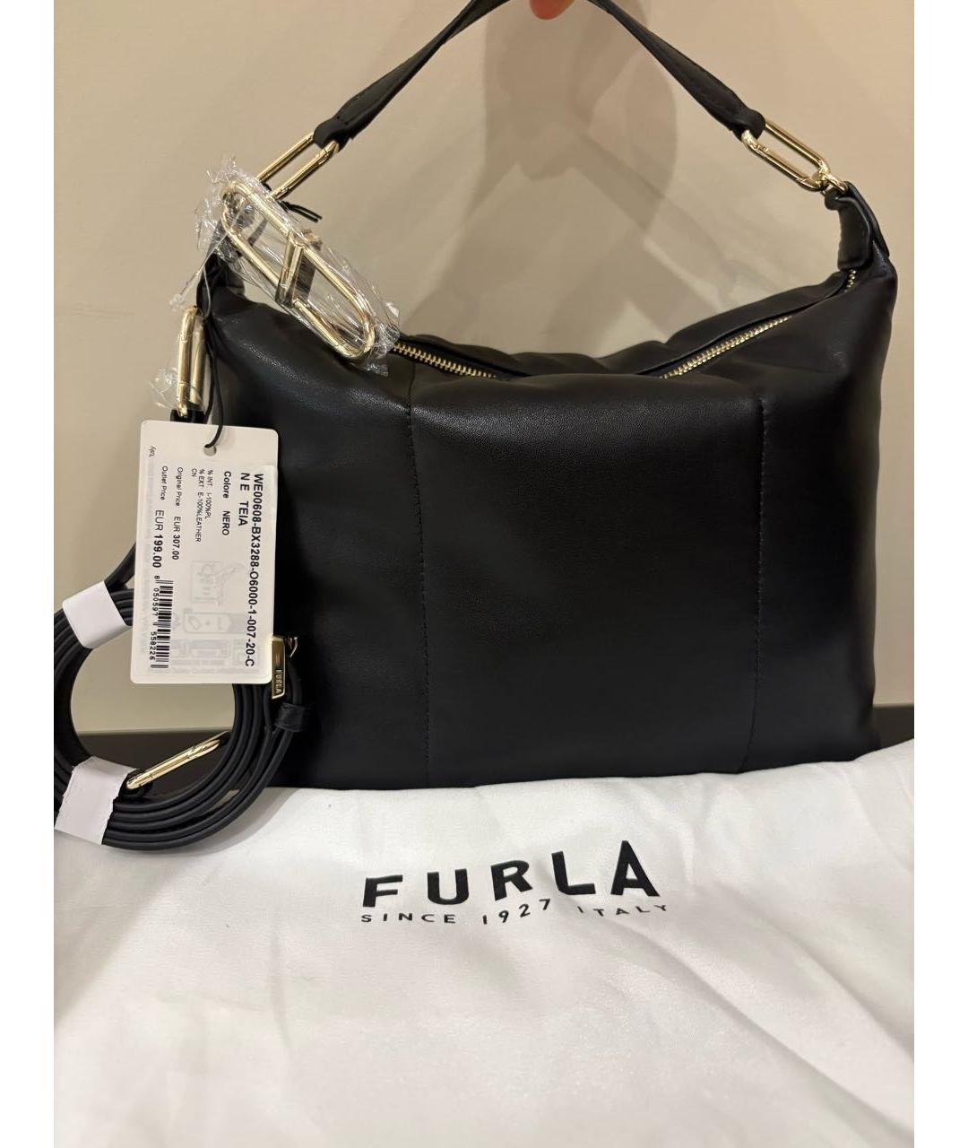 FURLA Черная кожаная сумка через плечо, фото 2