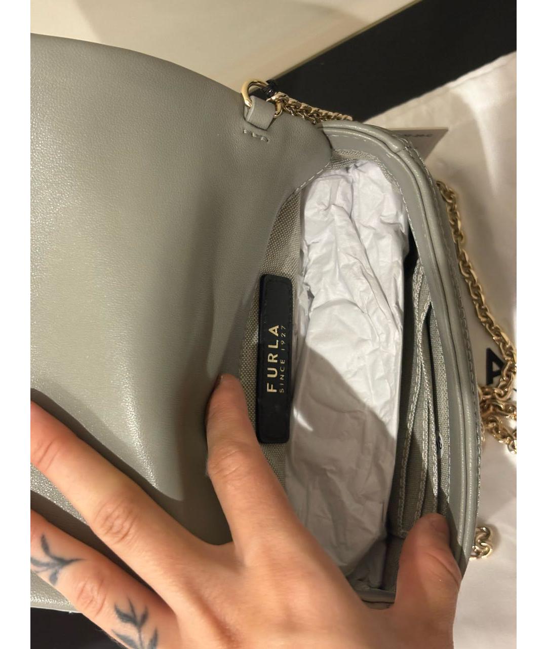 FURLA Бежевая кожаная сумка через плечо, фото 7