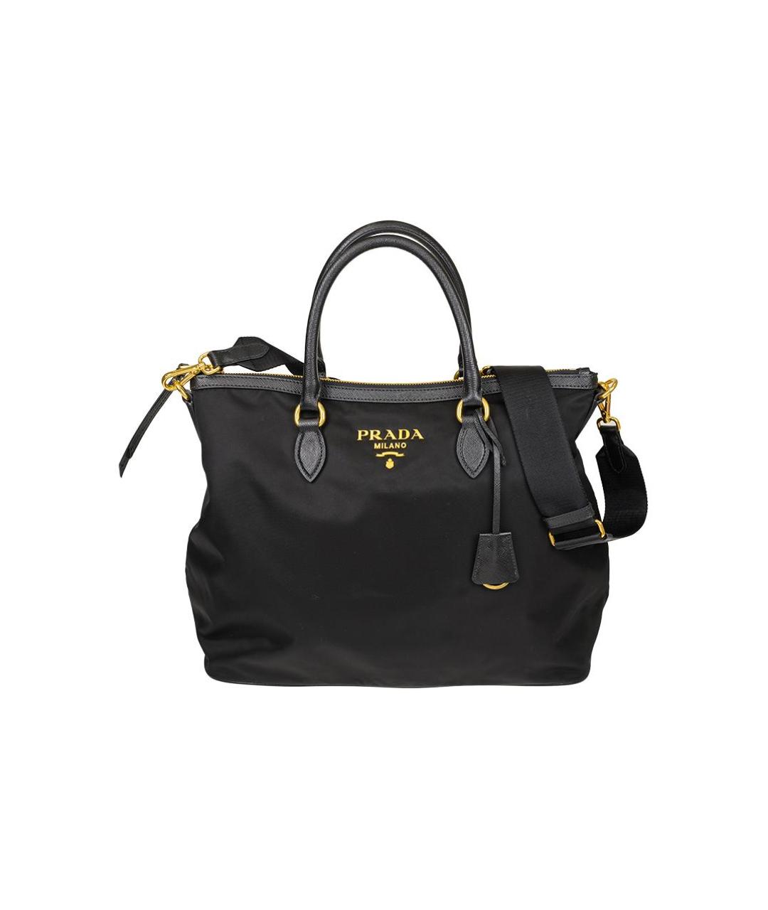 PRADA Черная нейлоновая сумка с короткими ручками, фото 1