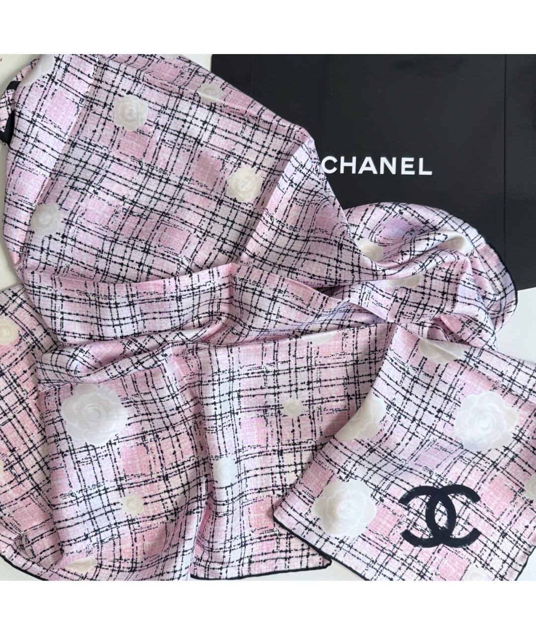 CHANEL Розовый шелковый платок, фото 8