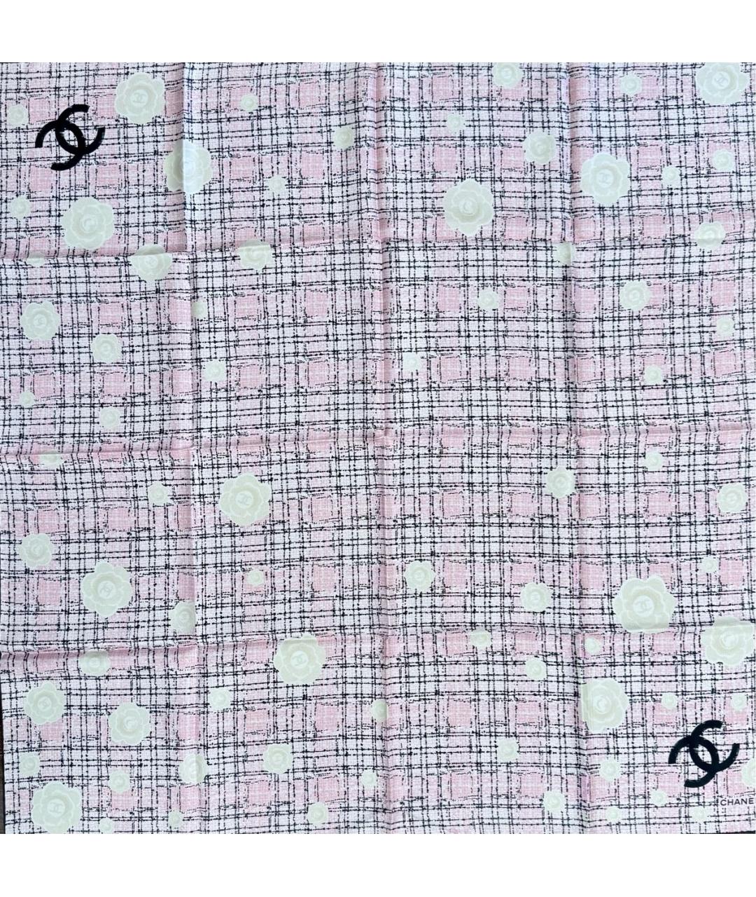 CHANEL Розовый шелковый платок, фото 7
