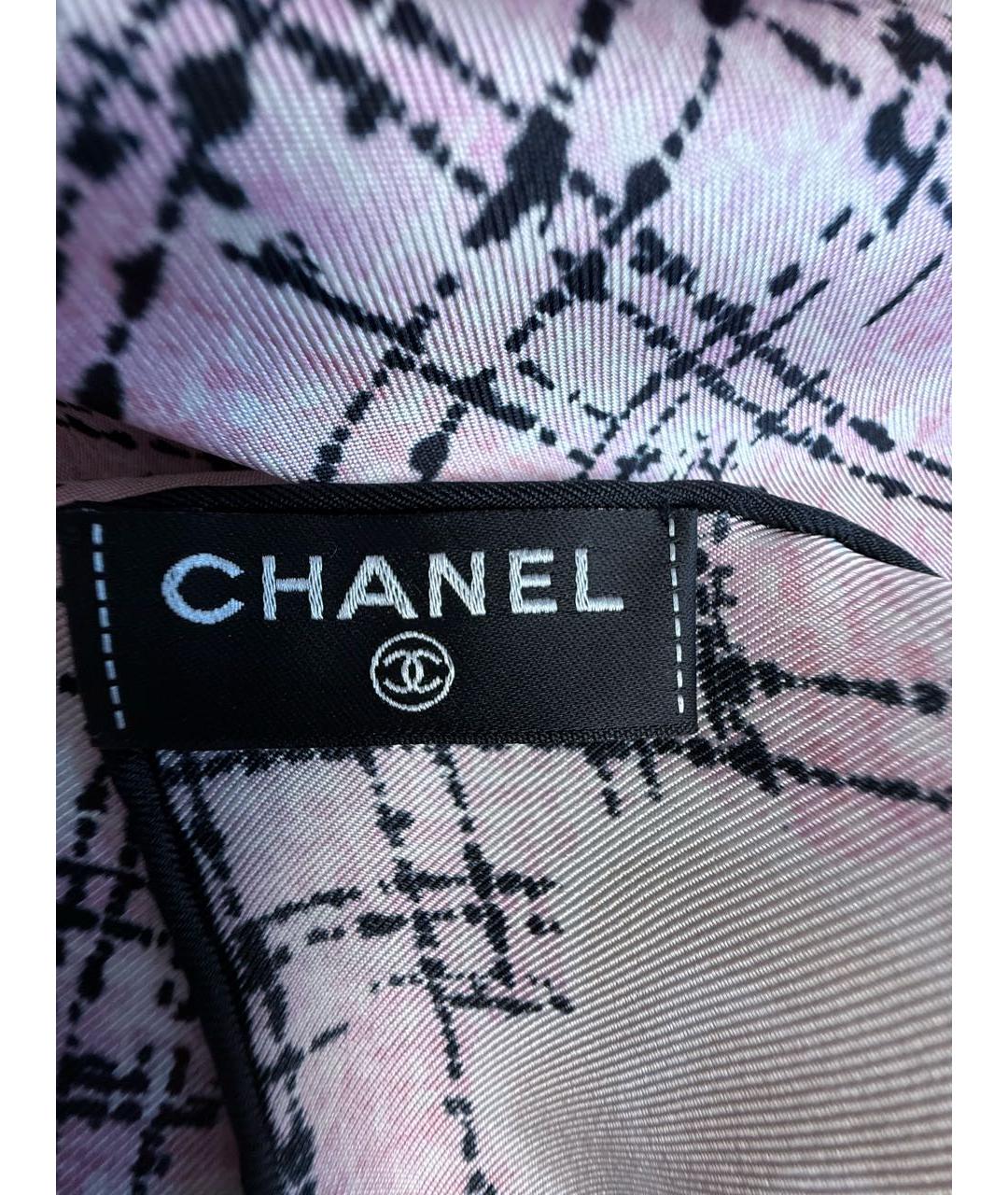 CHANEL Розовый шелковый платок, фото 5