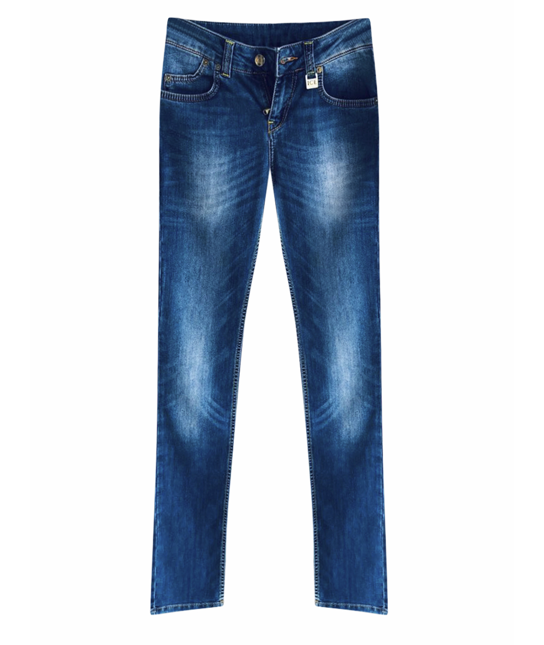 ICEBERG Синие хлопко-полиэстеровые прямые джинсы, фото 1
