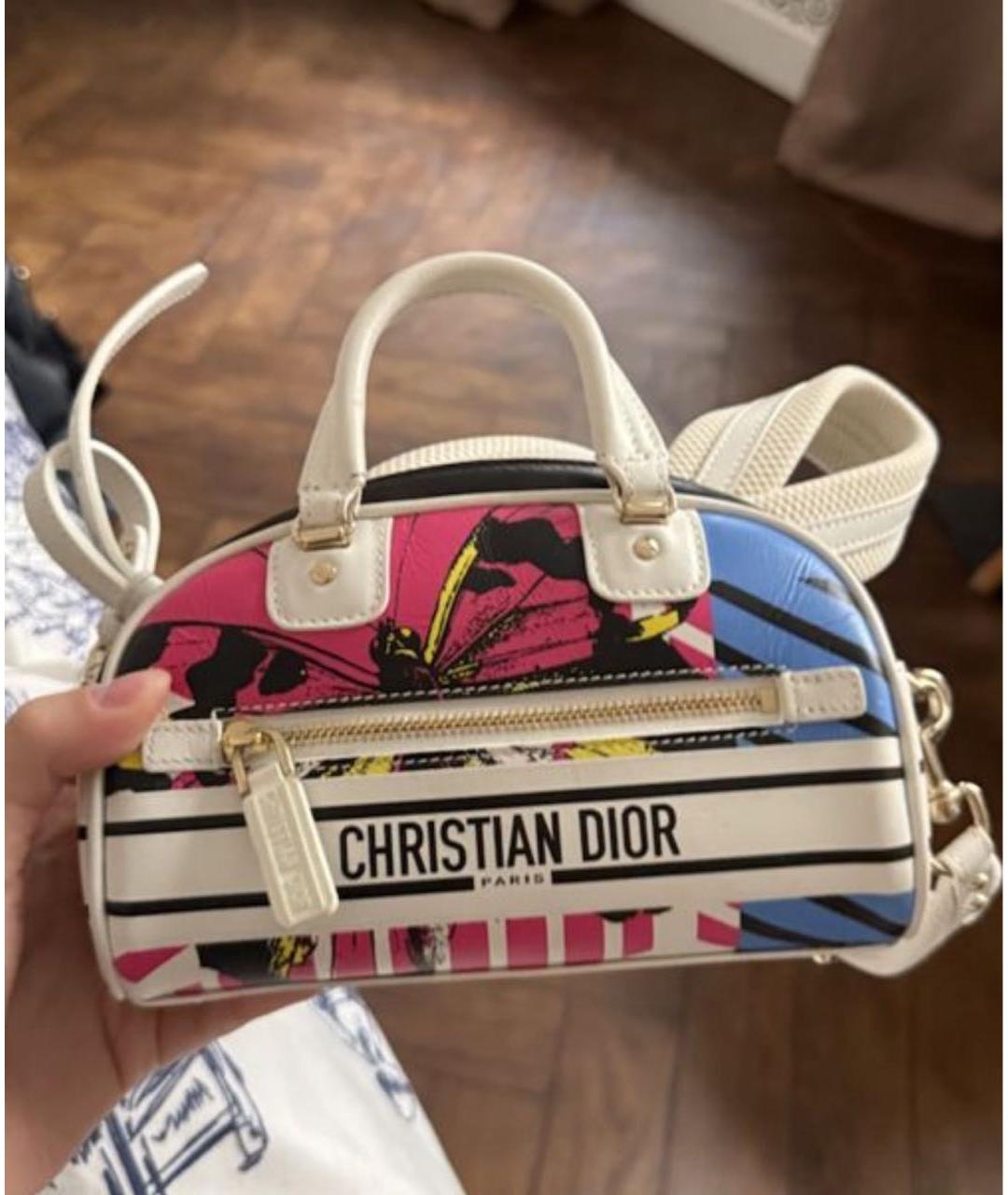 CHRISTIAN DIOR Белая кожаная сумка с короткими ручками, фото 5
