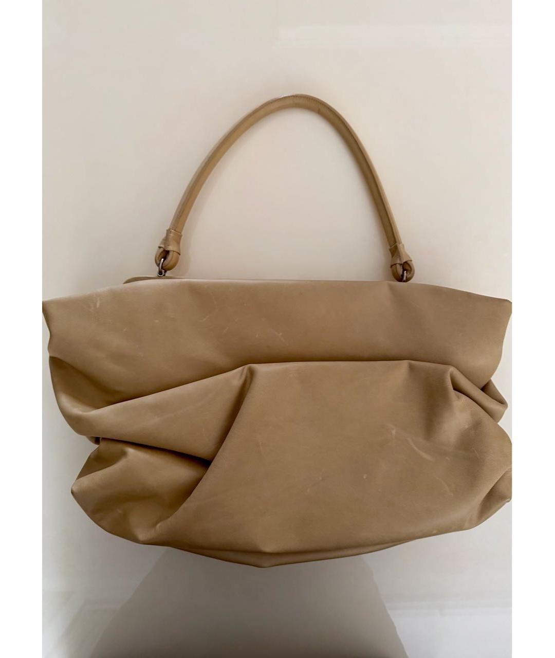 MAISON MARGIELA Бежевая кожаная сумка с короткими ручками, фото 7