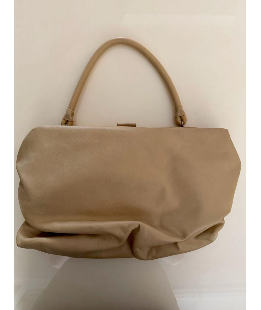 MAISON MARGIELA Бежевая кожаная сумка с короткими ручками, фото 2