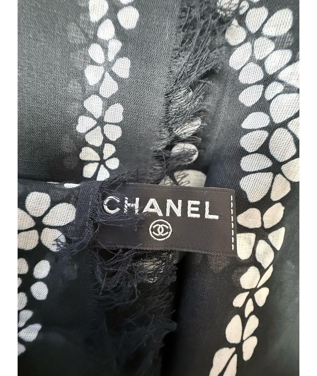 CHANEL Черный хлопковый платок, фото 3