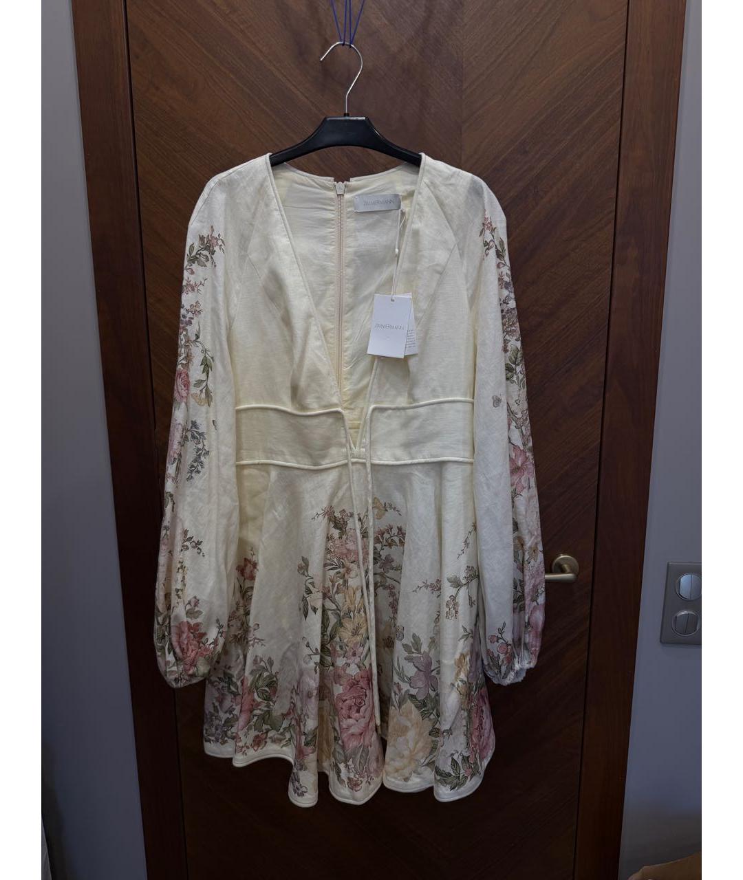 ZIMMERMANN Бежевое льняное повседневное платье, фото 2