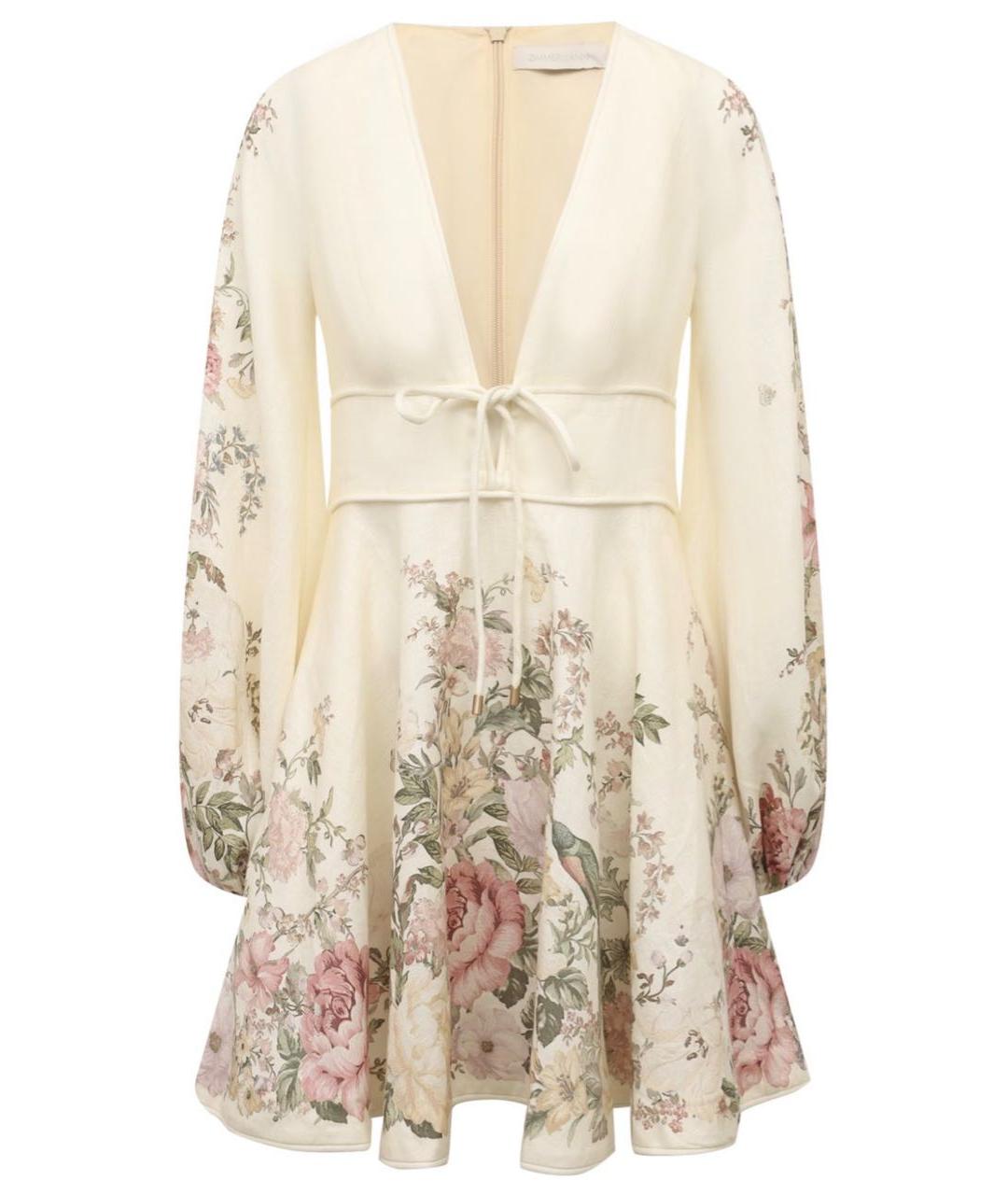 ZIMMERMANN Бежевое льняное повседневное платье, фото 1