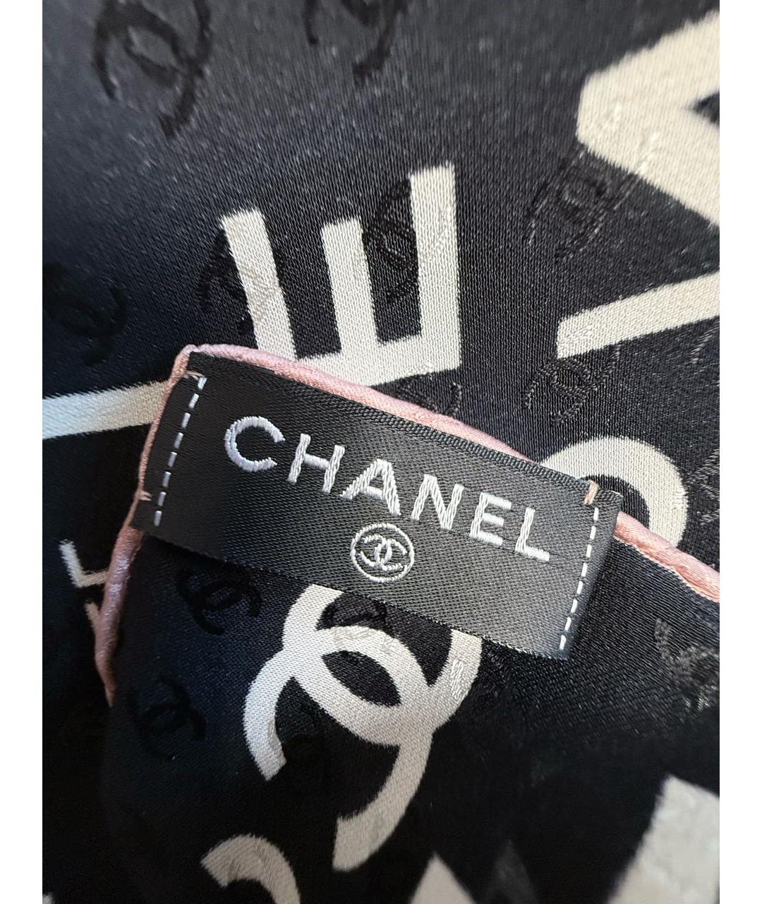 CHANEL Черный шелковый платок, фото 4