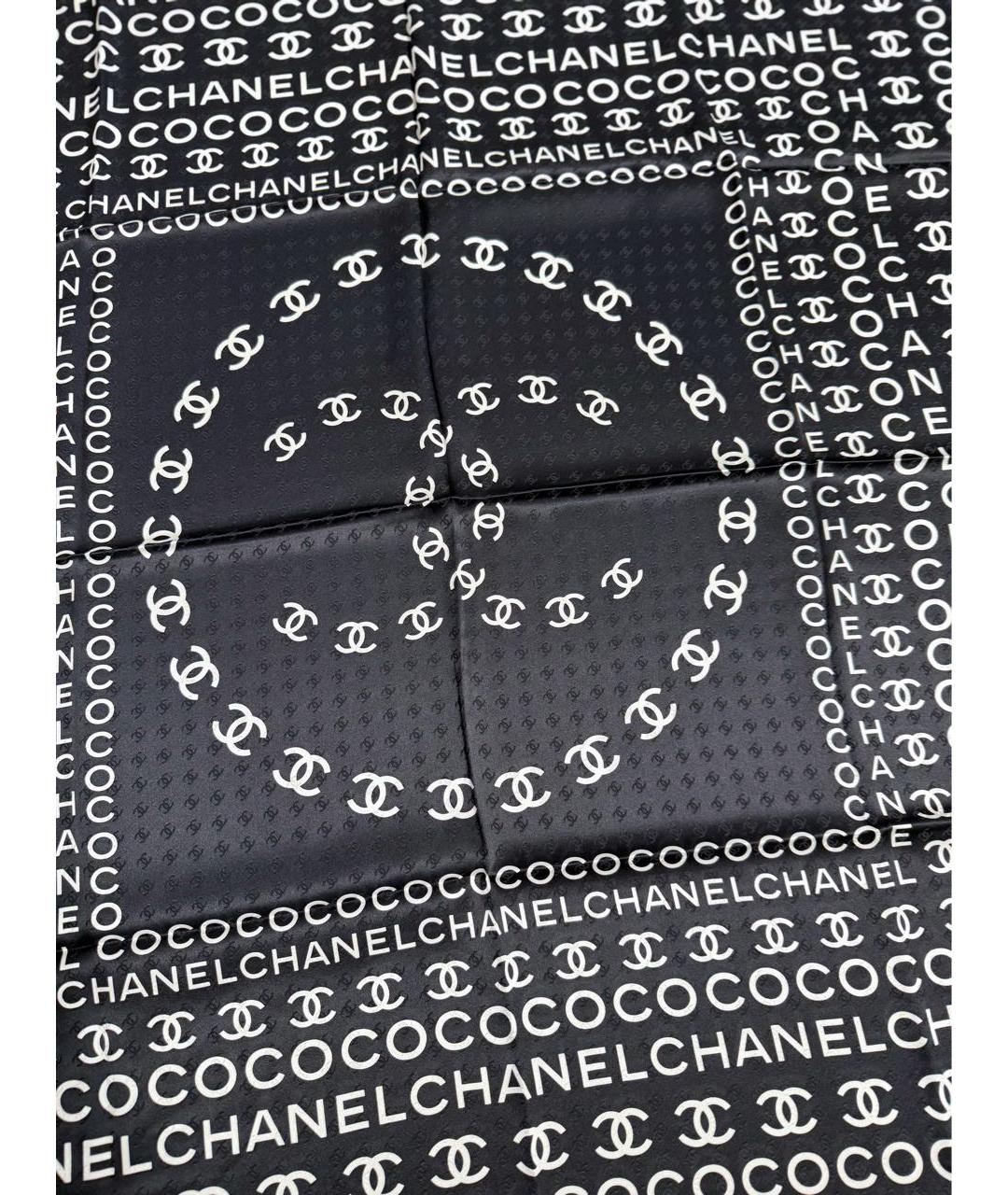 CHANEL Черный шелковый платок, фото 6