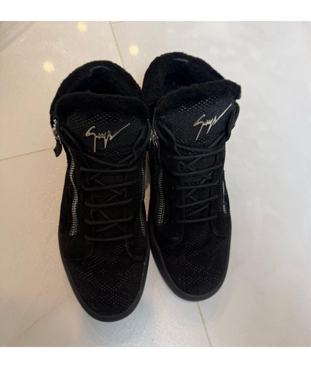 GIUSEPPE ZANOTTI DESIGN Черные замшевые высокие кроссовки / кеды, фото 2