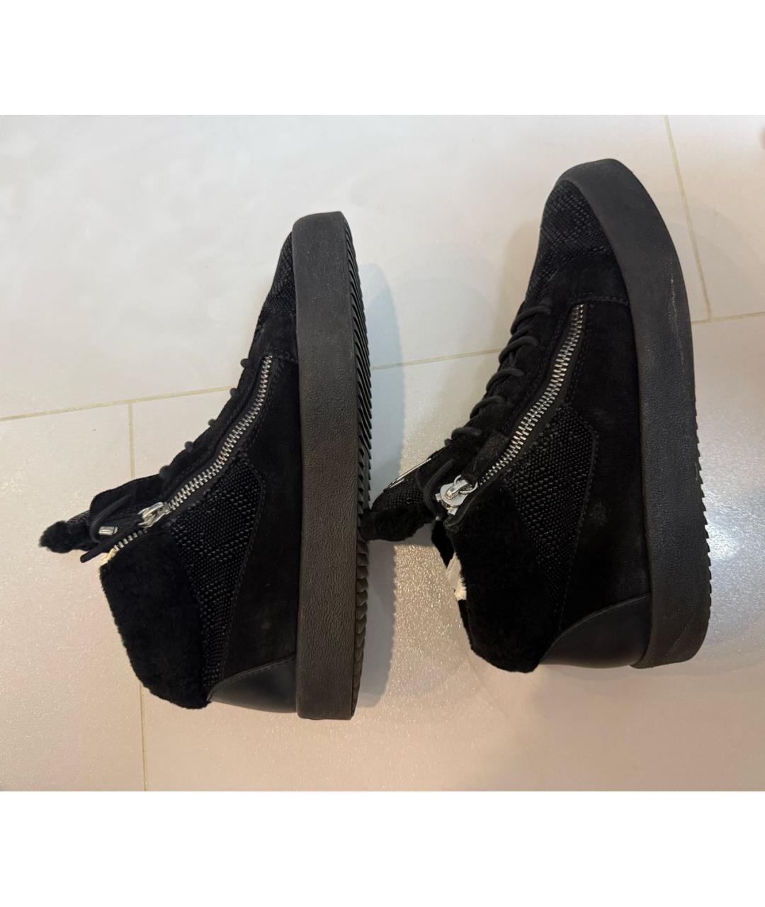 GIUSEPPE ZANOTTI DESIGN Черные замшевые высокие кроссовки / кеды, фото 5