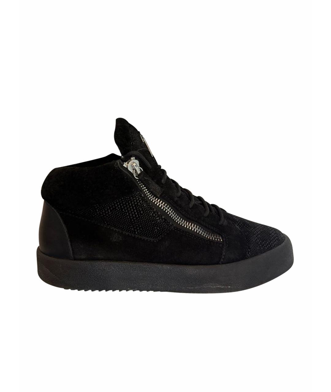 GIUSEPPE ZANOTTI DESIGN Черные замшевые высокие кроссовки / кеды, фото 1