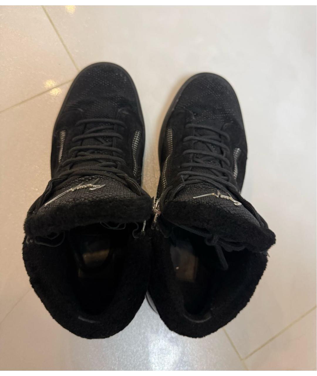 GIUSEPPE ZANOTTI DESIGN Черные замшевые высокие кроссовки / кеды, фото 3