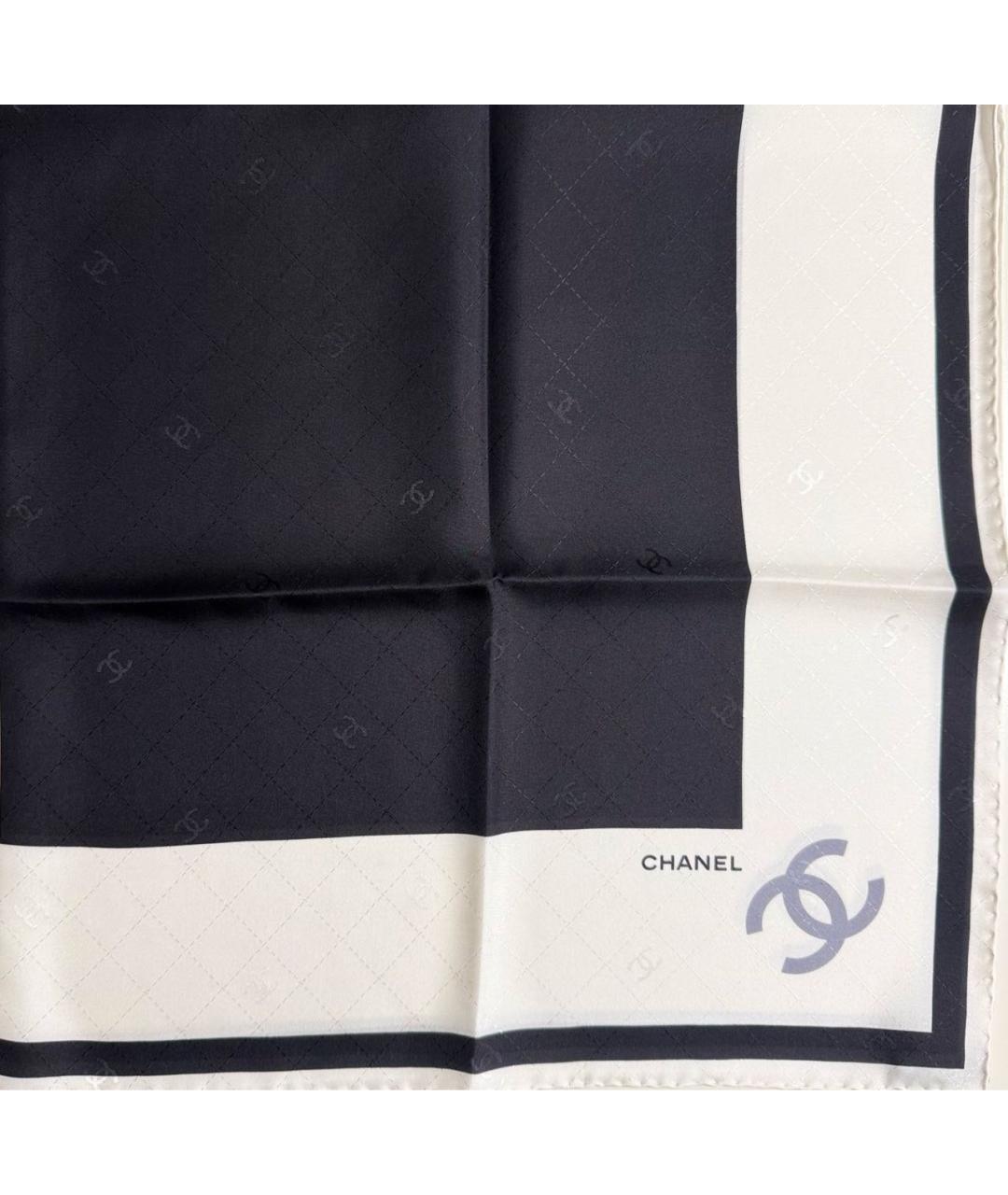 CHANEL Черный шелковый платок, фото 4