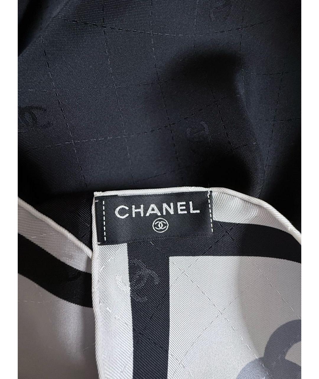 CHANEL Черный шелковый платок, фото 5