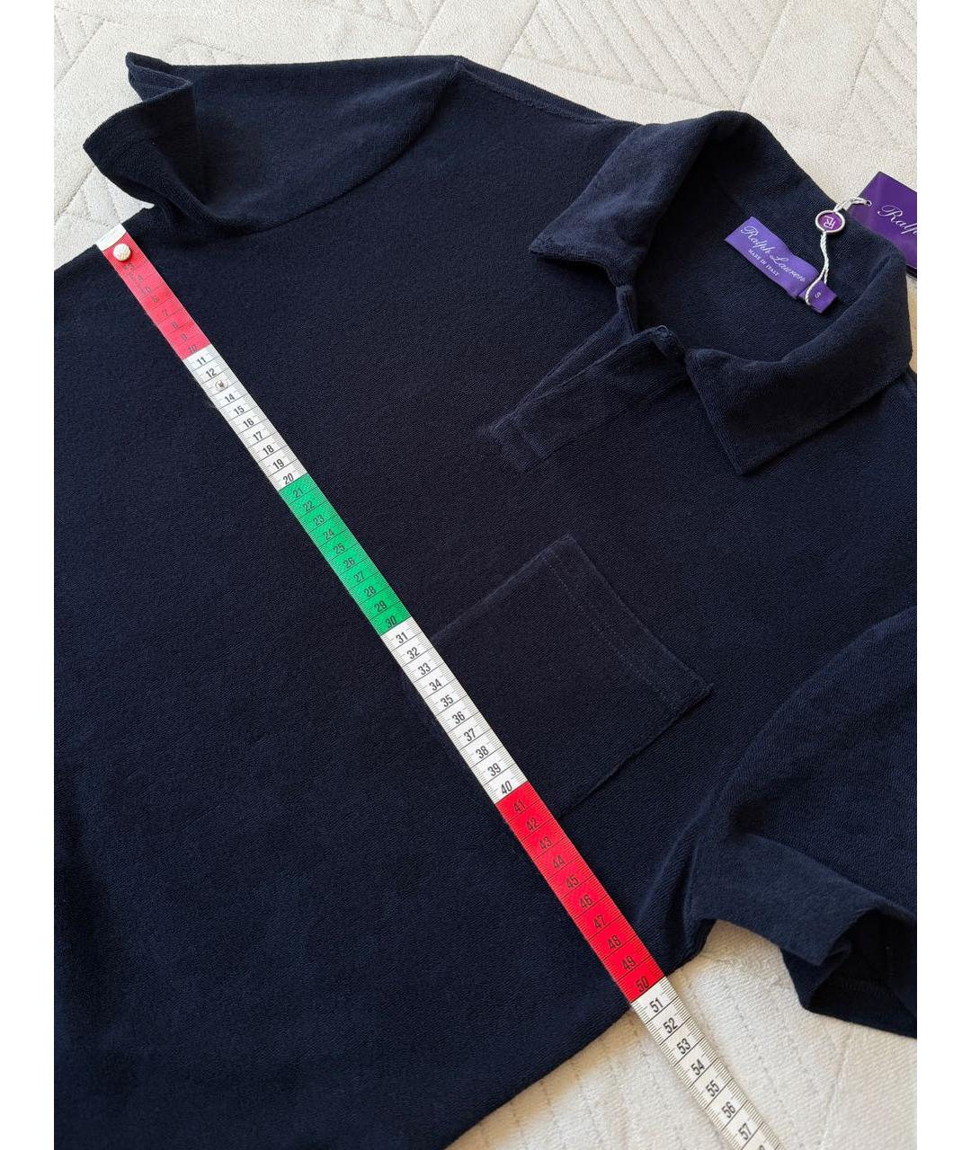 RALPH LAUREN PURPLE LABEL Темно-синее хлопковое поло с коротким рукавом, фото 8