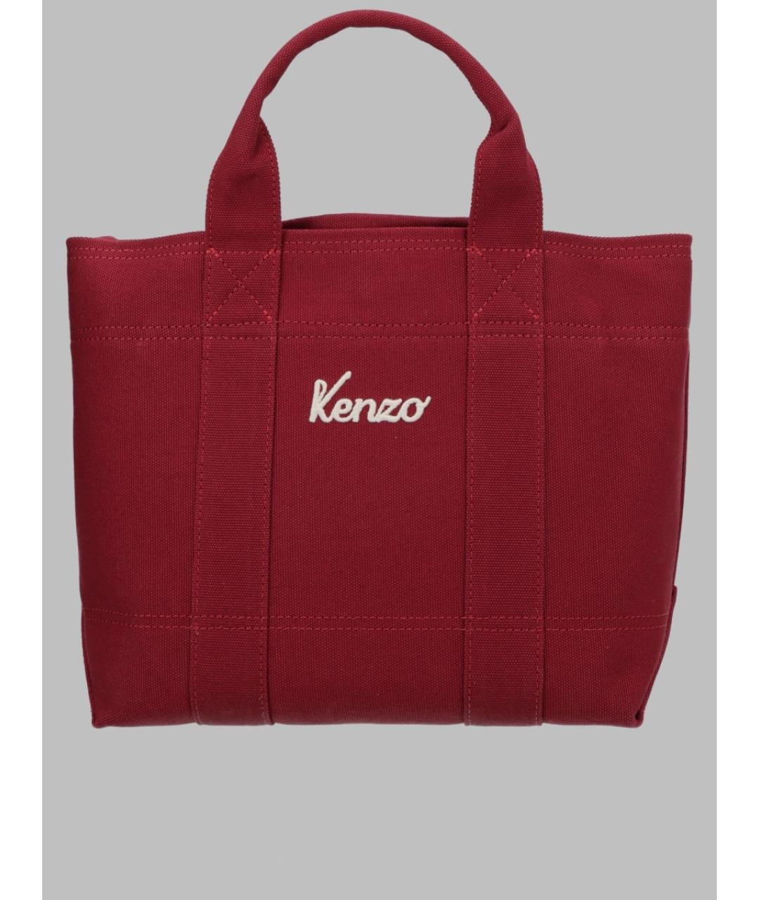 KENZO Бордовая хлопковая сумка тоут, фото 2
