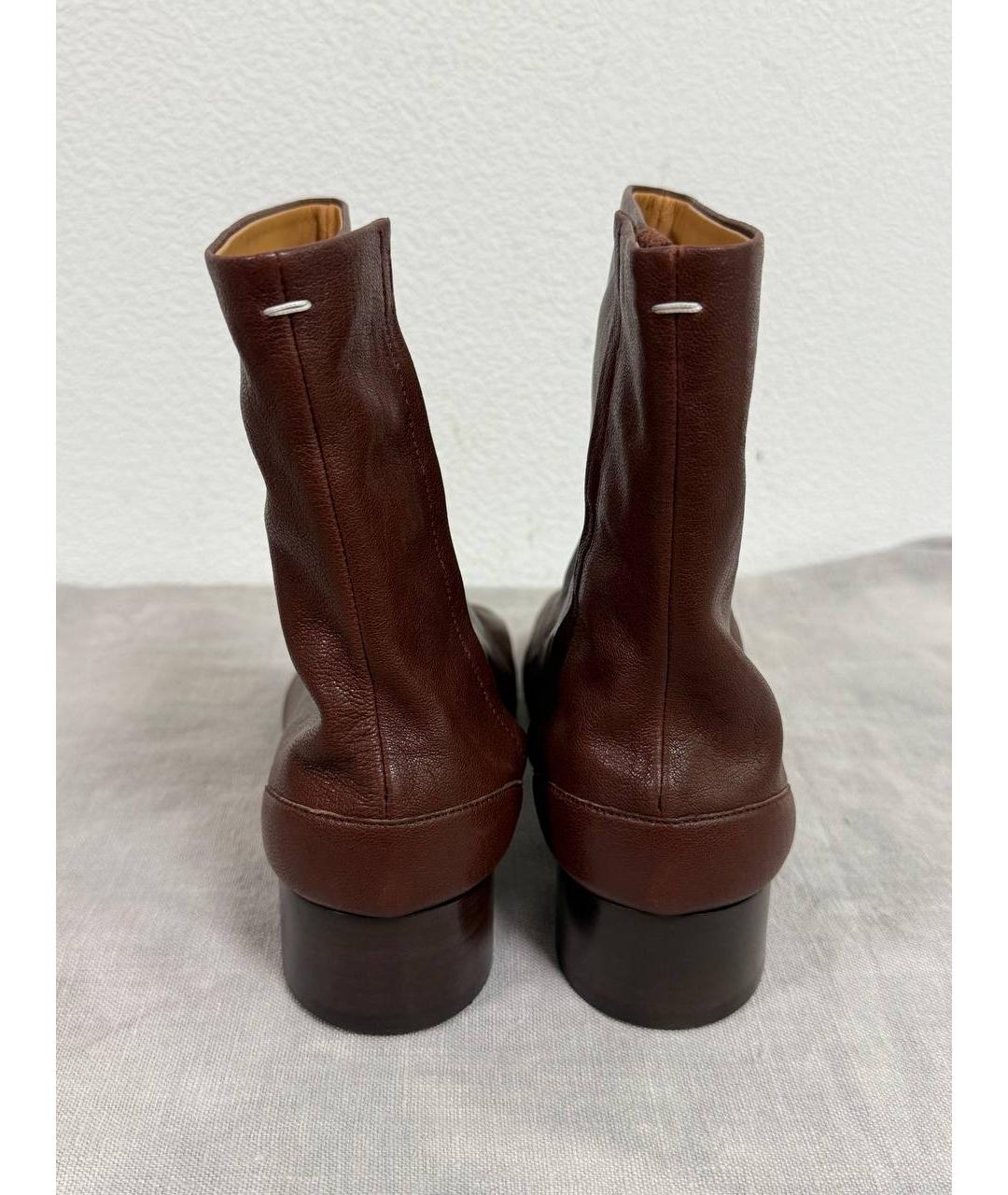 MAISON MARGIELA Бордовые кожаные ботильоны, фото 7