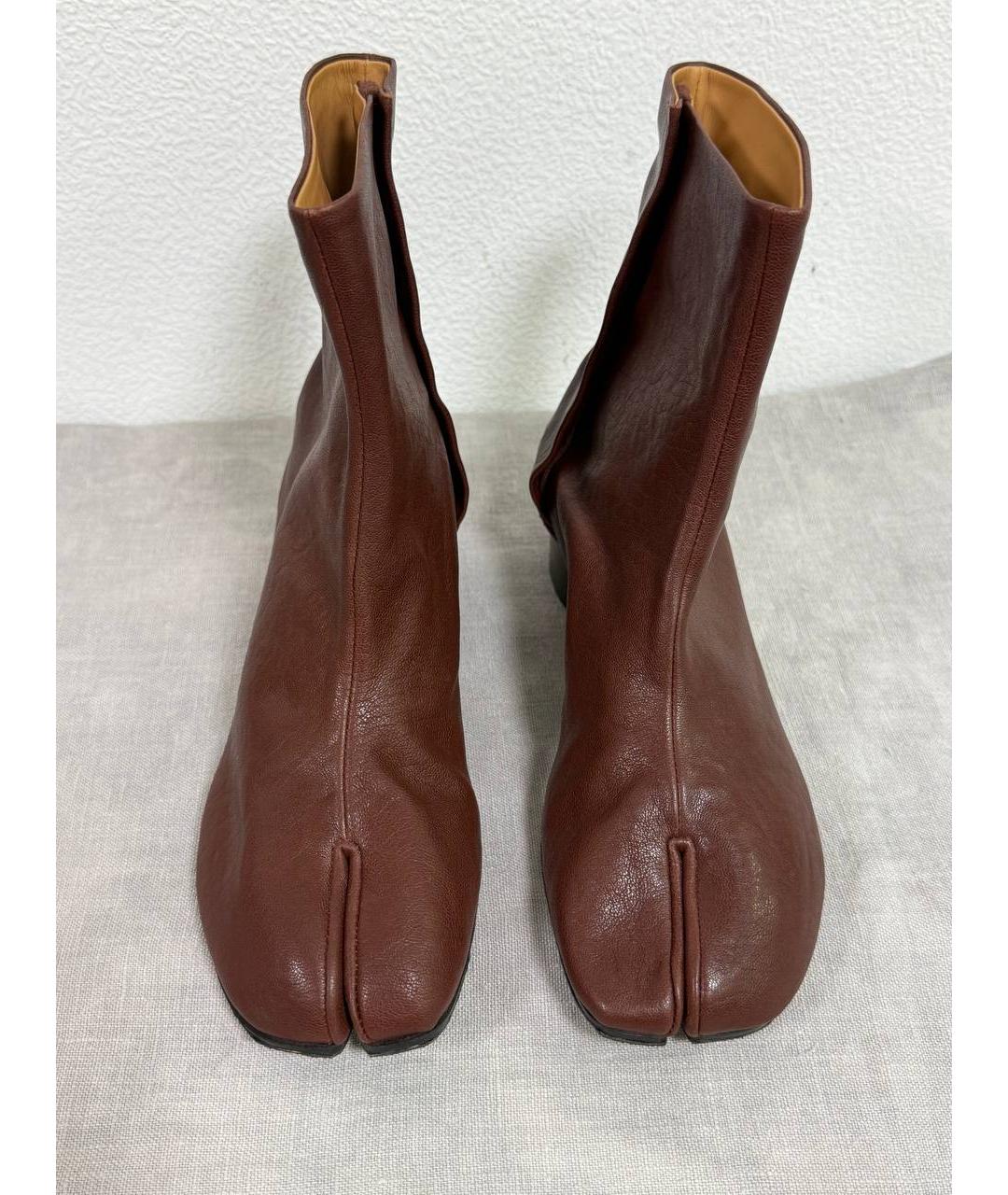 MAISON MARGIELA Бордовые кожаные ботильоны, фото 6