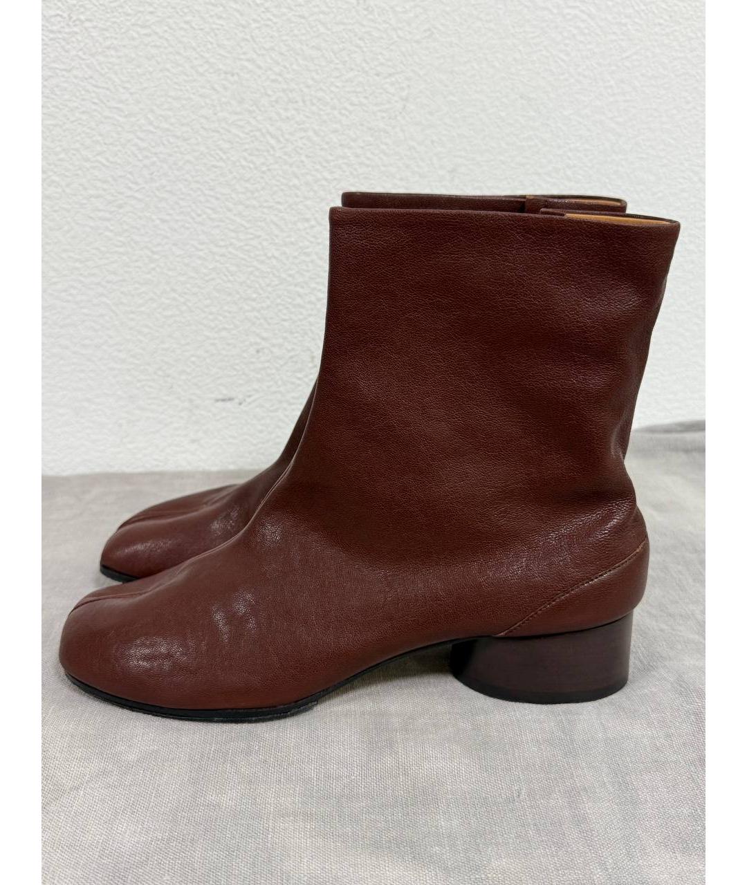 MAISON MARGIELA Бордовые кожаные ботильоны, фото 3