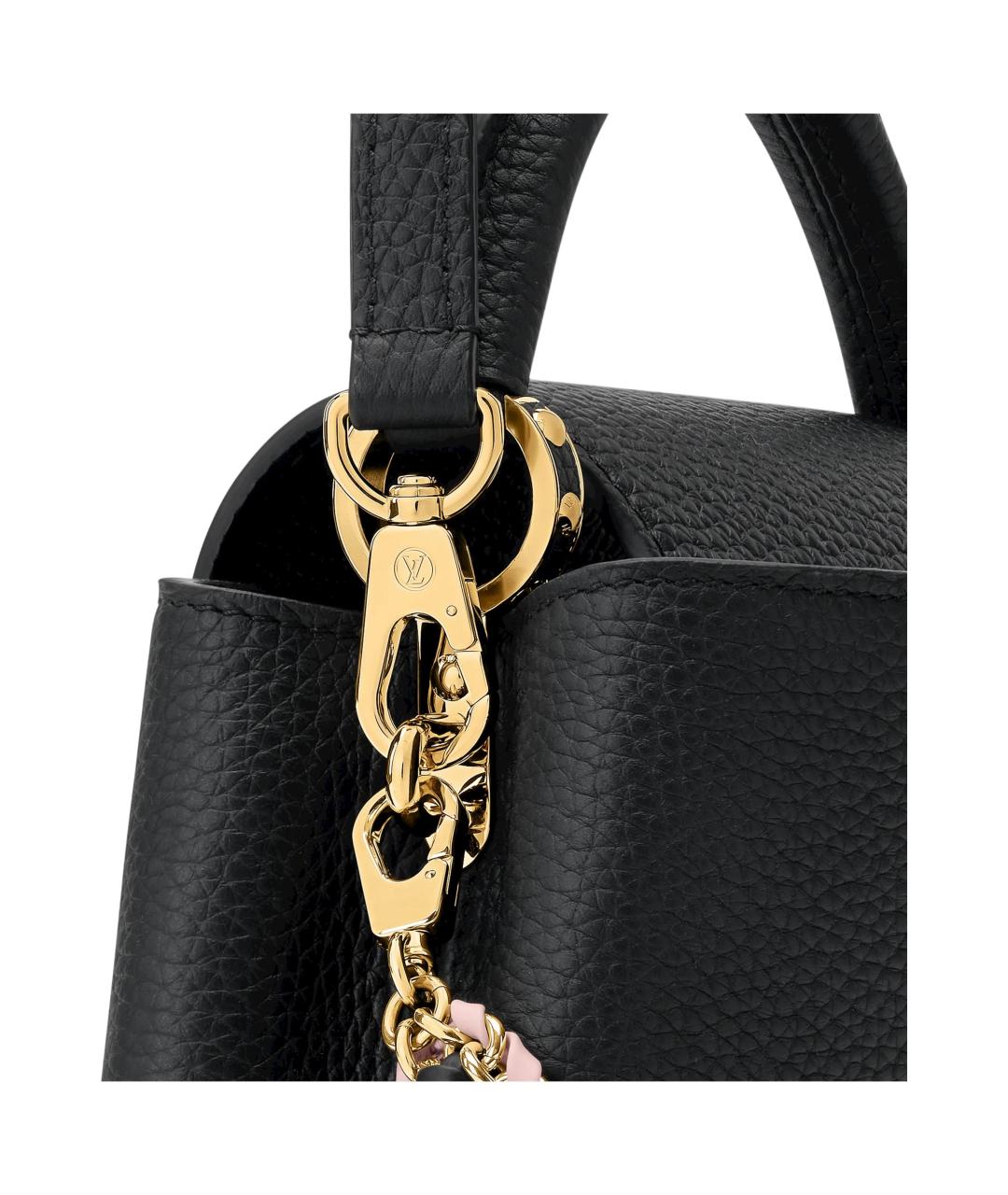 LOUIS VUITTON Черная кожаная сумка через плечо, фото 5