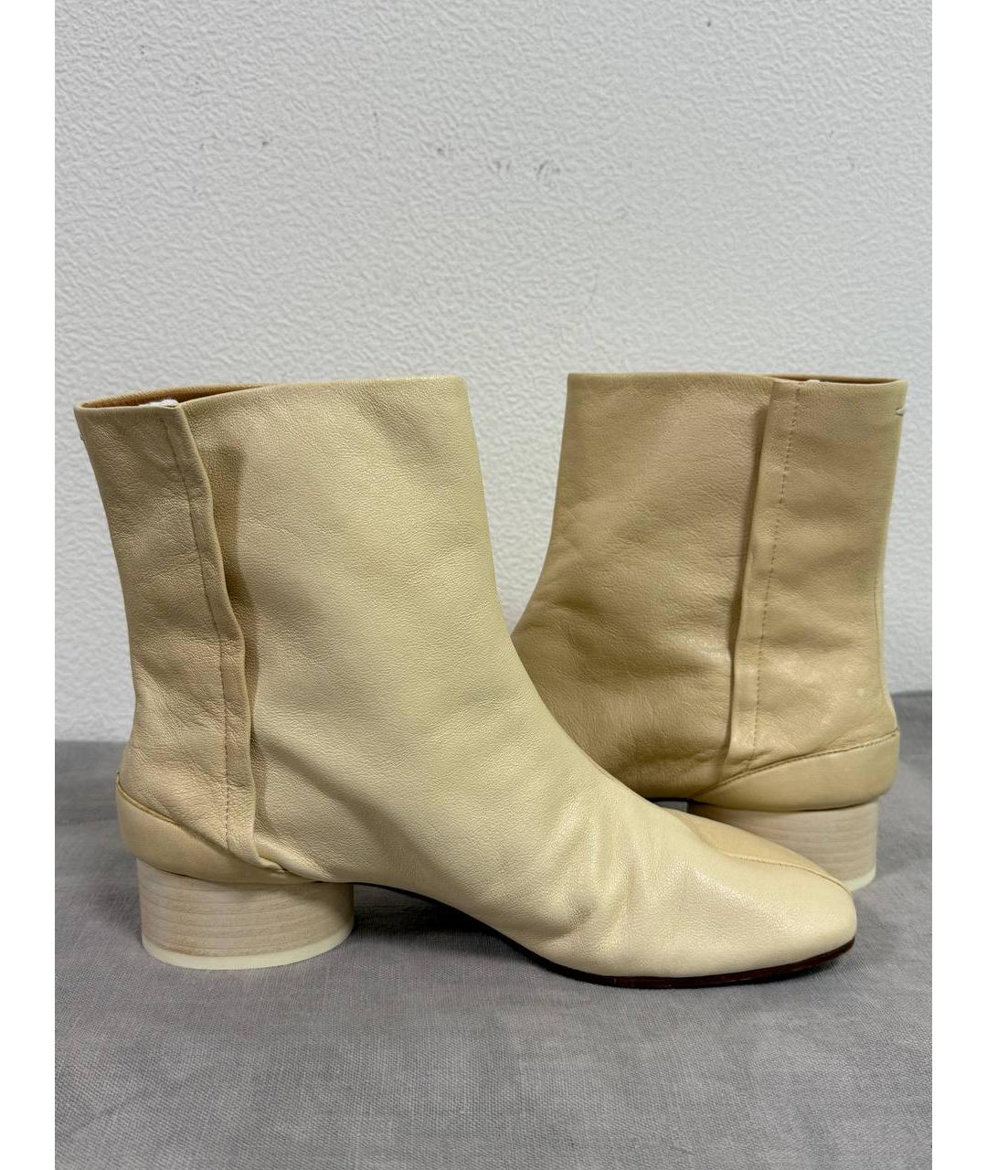 MAISON MARGIELA Бежевые кожаные ботильоны, фото 5