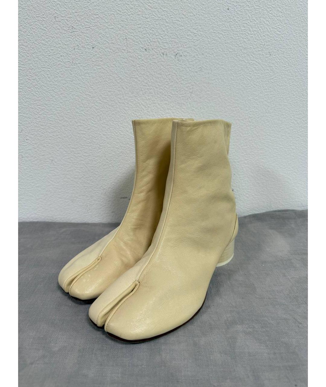 MAISON MARGIELA Бежевые кожаные ботильоны, фото 2
