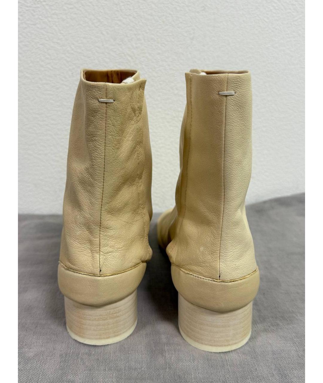 MAISON MARGIELA Бежевые кожаные ботильоны, фото 6
