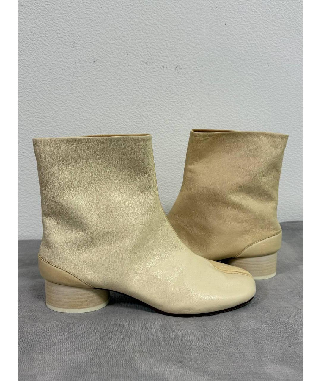 MAISON MARGIELA Бежевые кожаные ботильоны, фото 4