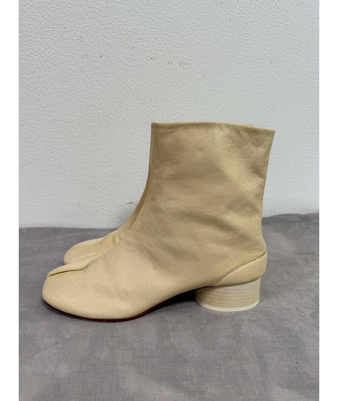 MAISON MARGIELA Бежевые кожаные ботильоны, фото 7