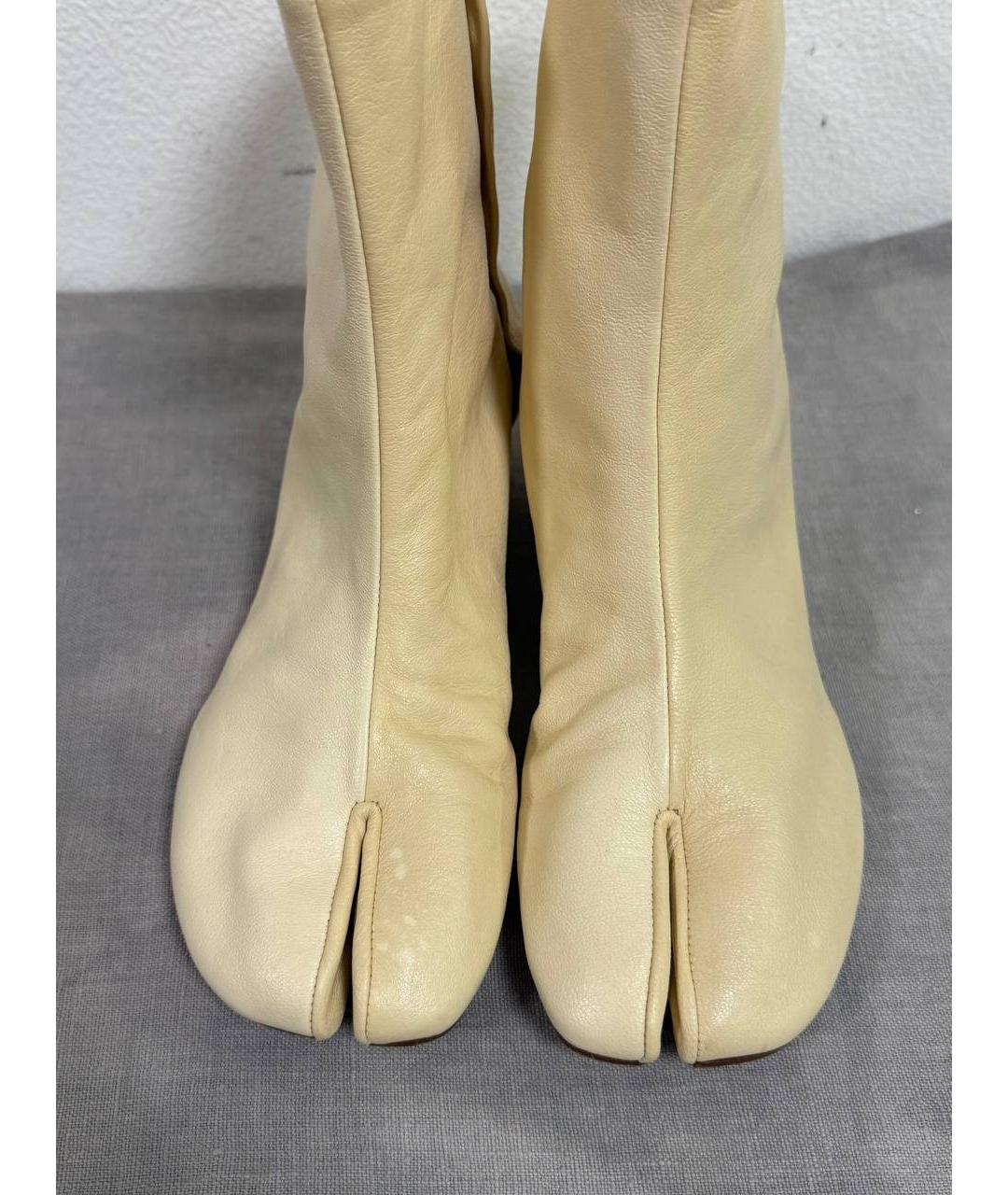 MAISON MARGIELA Бежевые кожаные ботильоны, фото 3