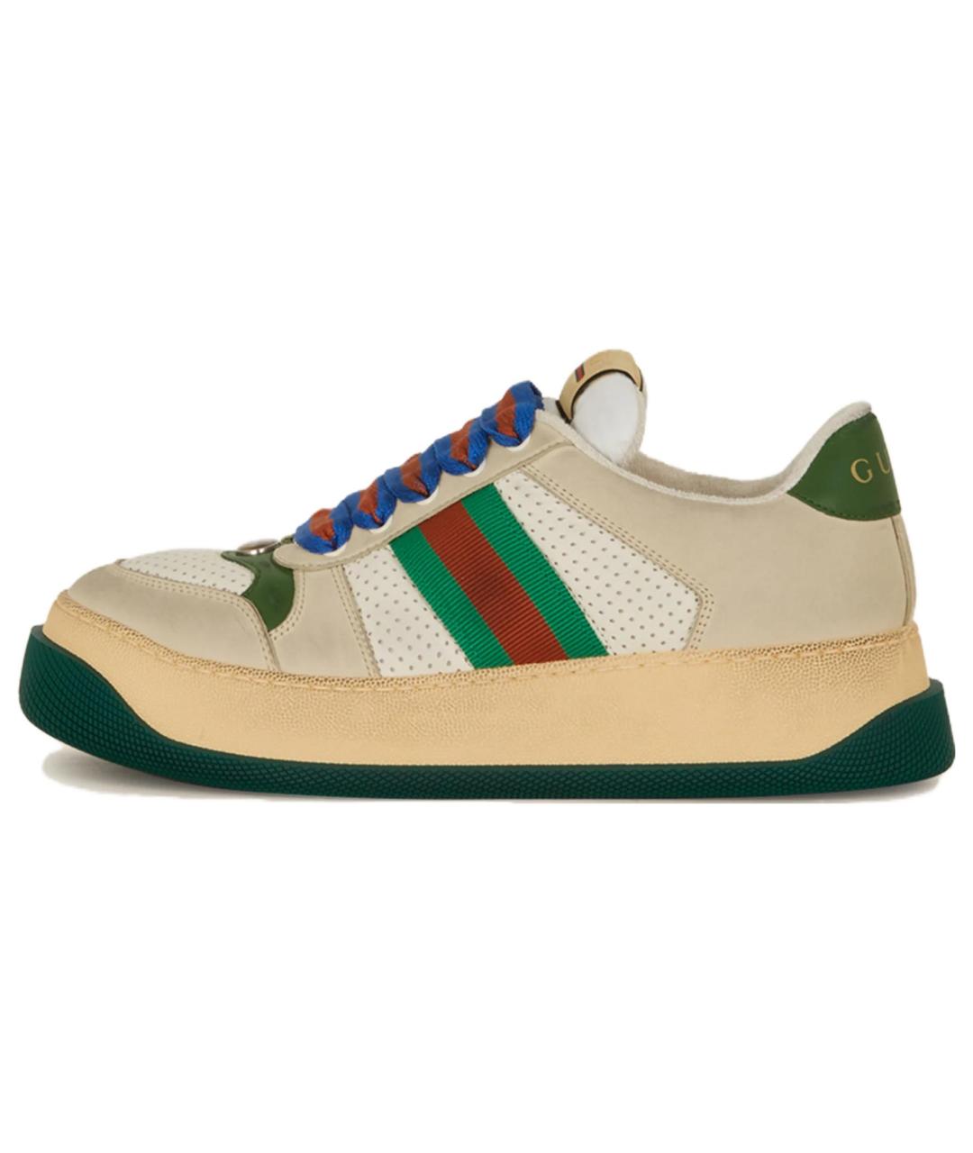 GUCCI Бежевые кожаные низкие кроссовки / кеды, фото 6
