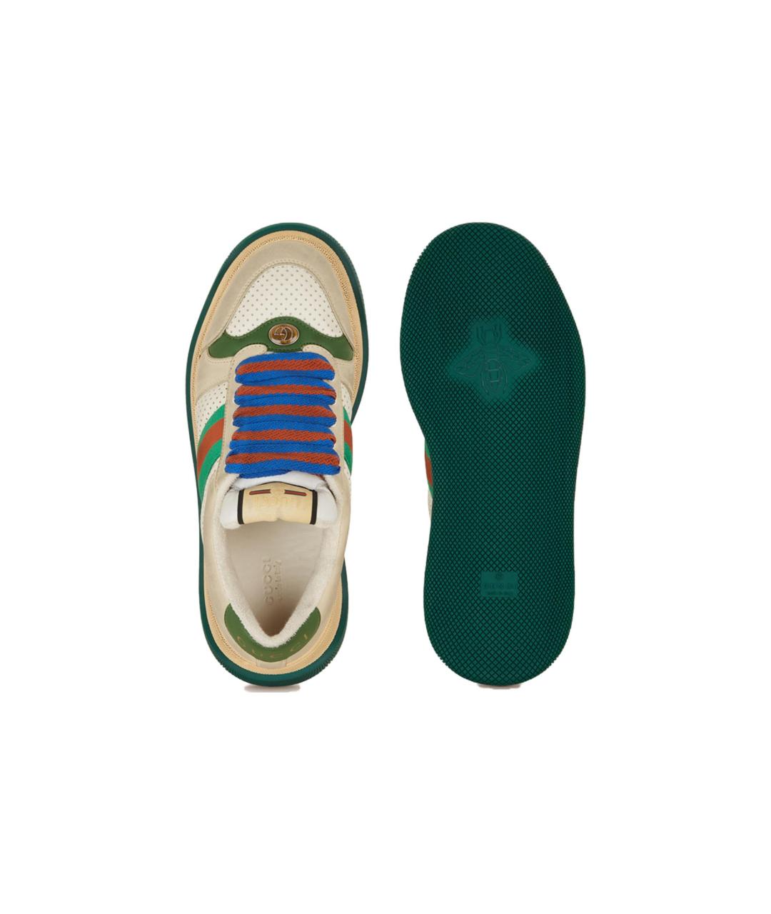 GUCCI Бежевые кожаные низкие кроссовки / кеды, фото 5