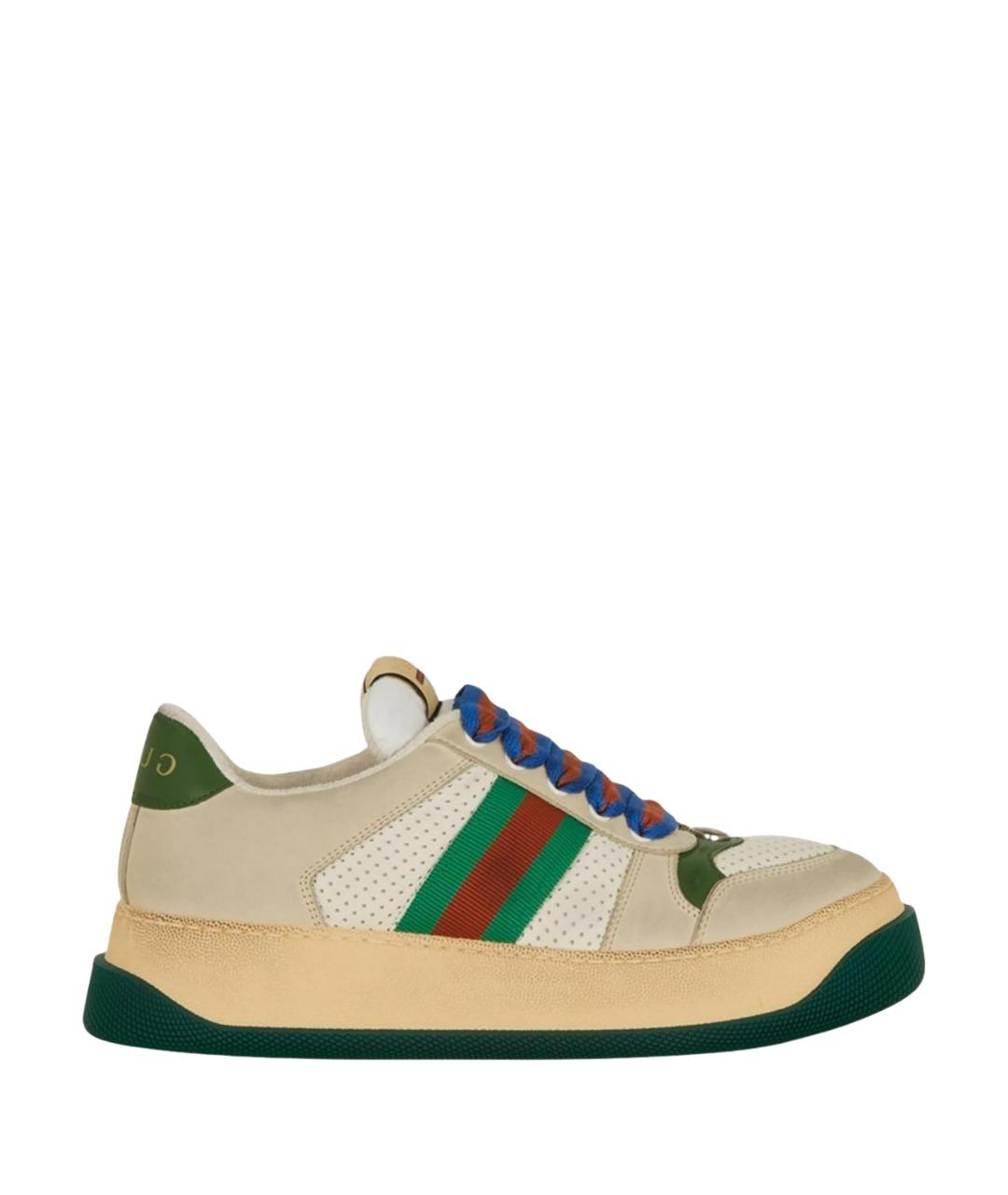 GUCCI Бежевые кожаные низкие кроссовки / кеды, фото 1