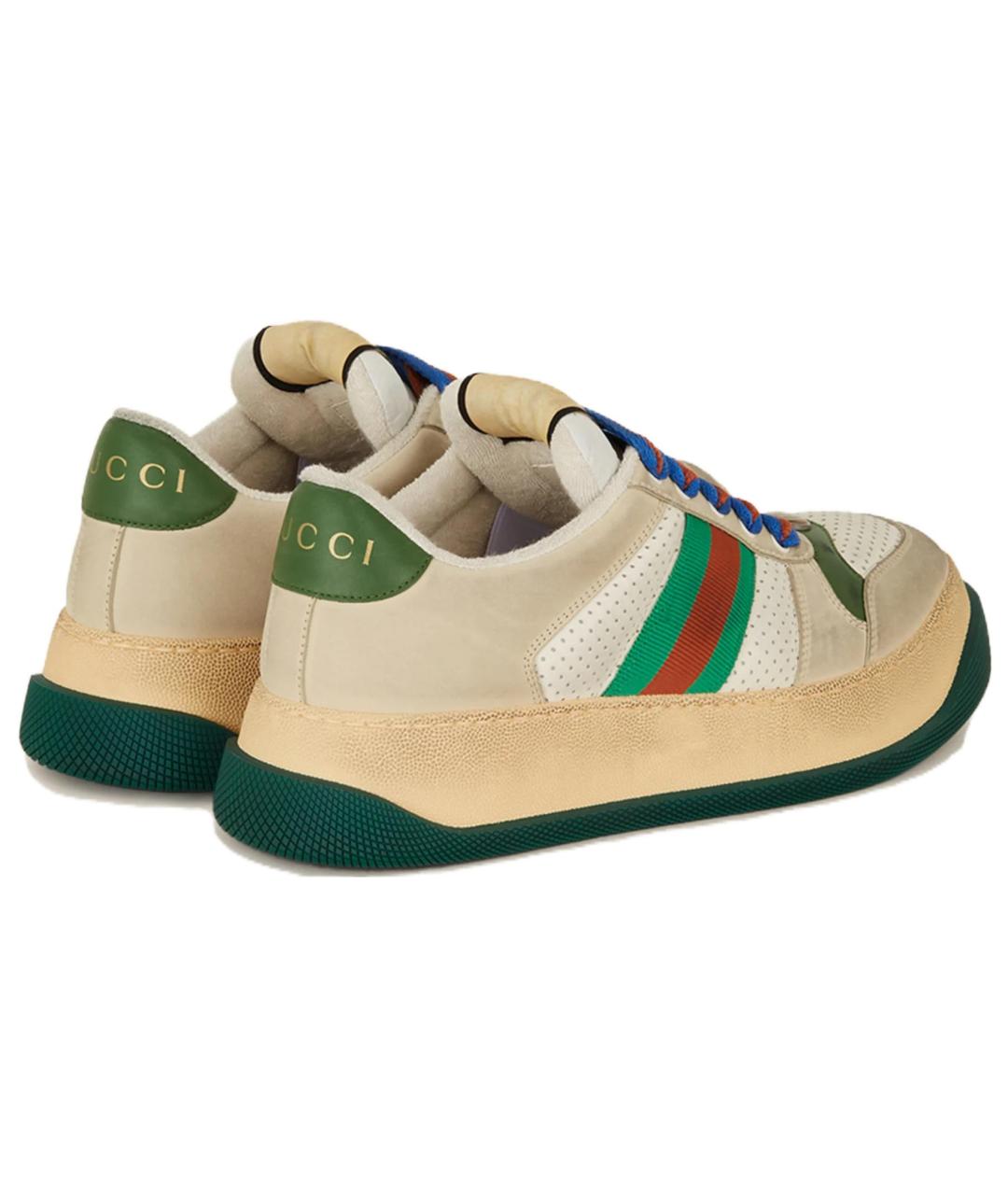 GUCCI Бежевые кожаные низкие кроссовки / кеды, фото 4