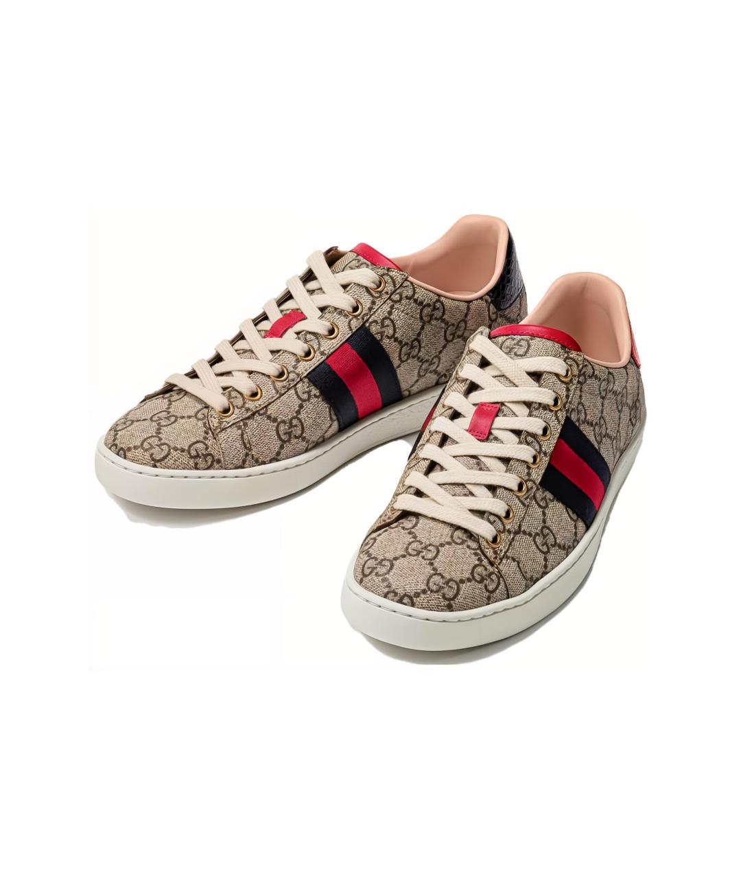 GUCCI Бежевые кожаные кеды, фото 3