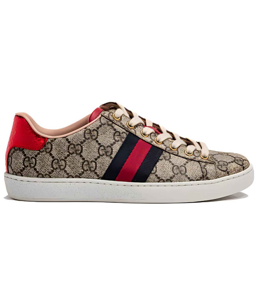 GUCCI Бежевые кожаные кеды, фото 6