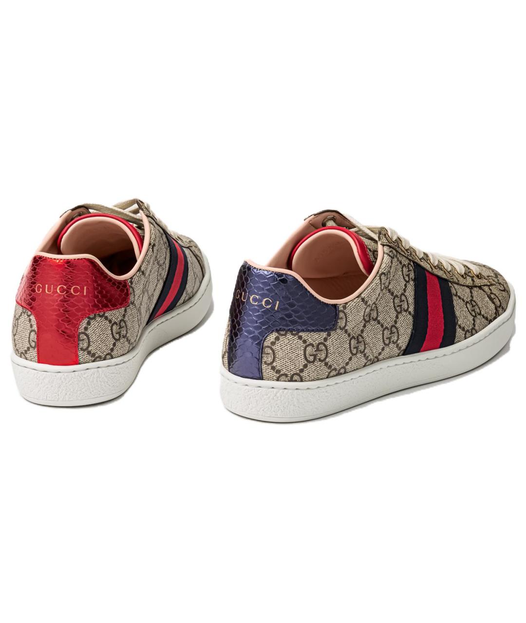 GUCCI Бежевые кожаные кеды, фото 5