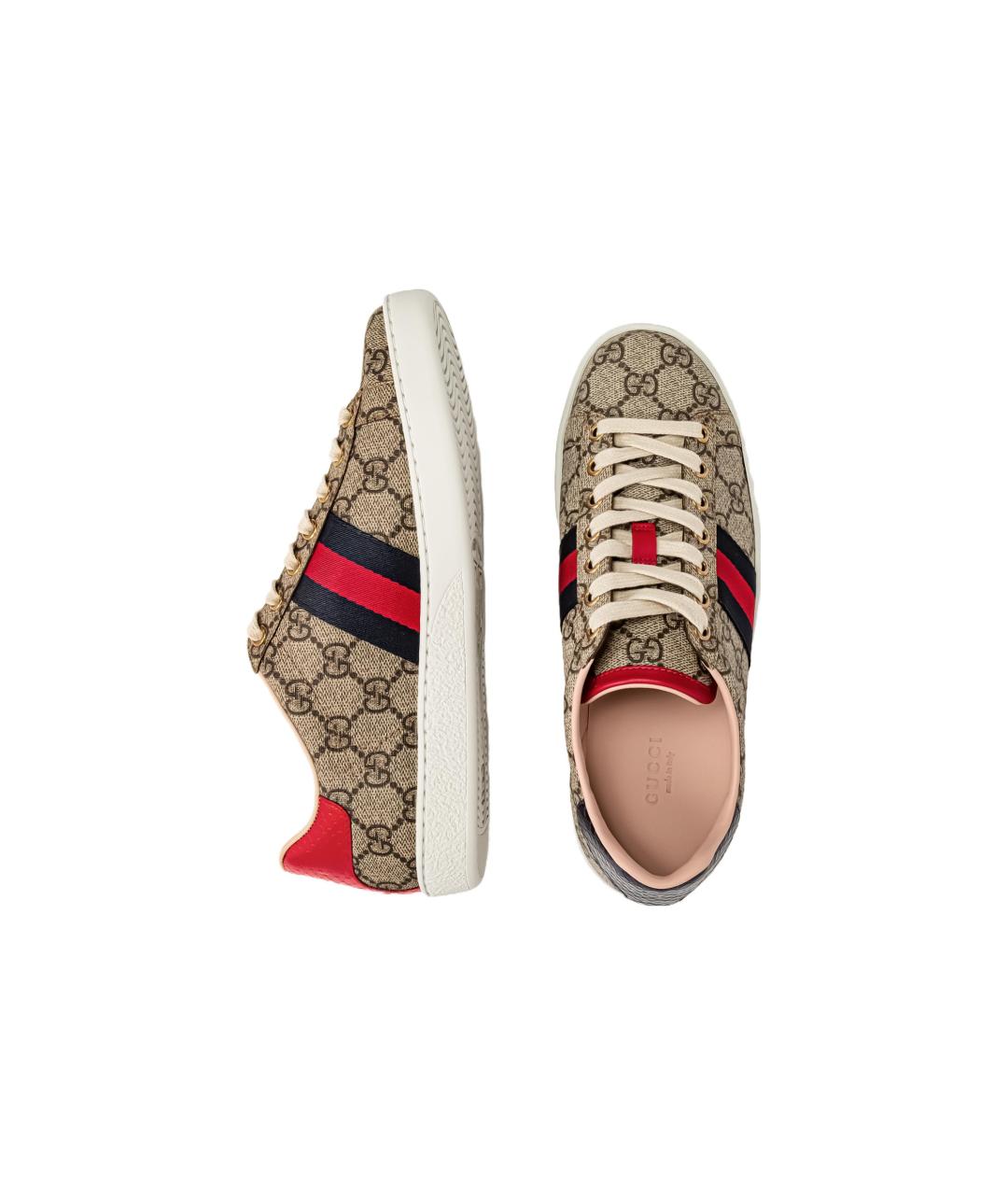GUCCI Бежевые кожаные кеды, фото 4