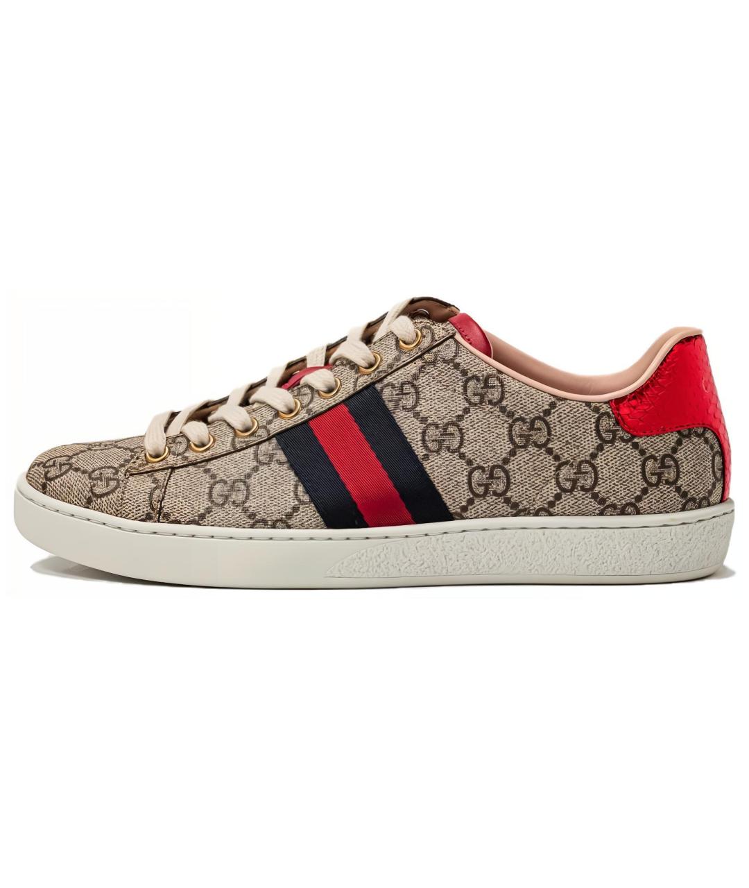 GUCCI Бежевые кожаные кеды, фото 2
