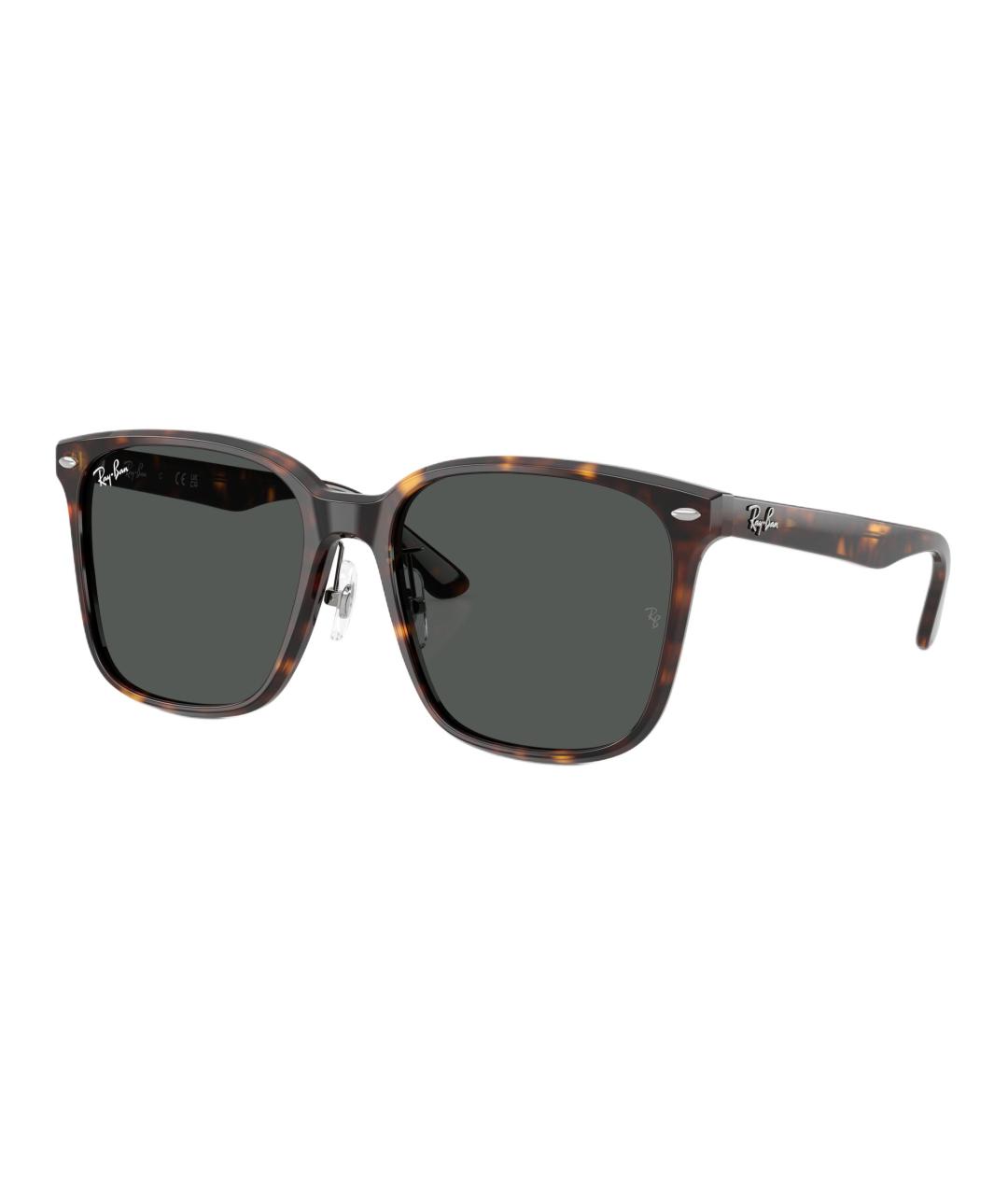 RAY BAN Коричневые пластиковые солнцезащитные очки, фото 1