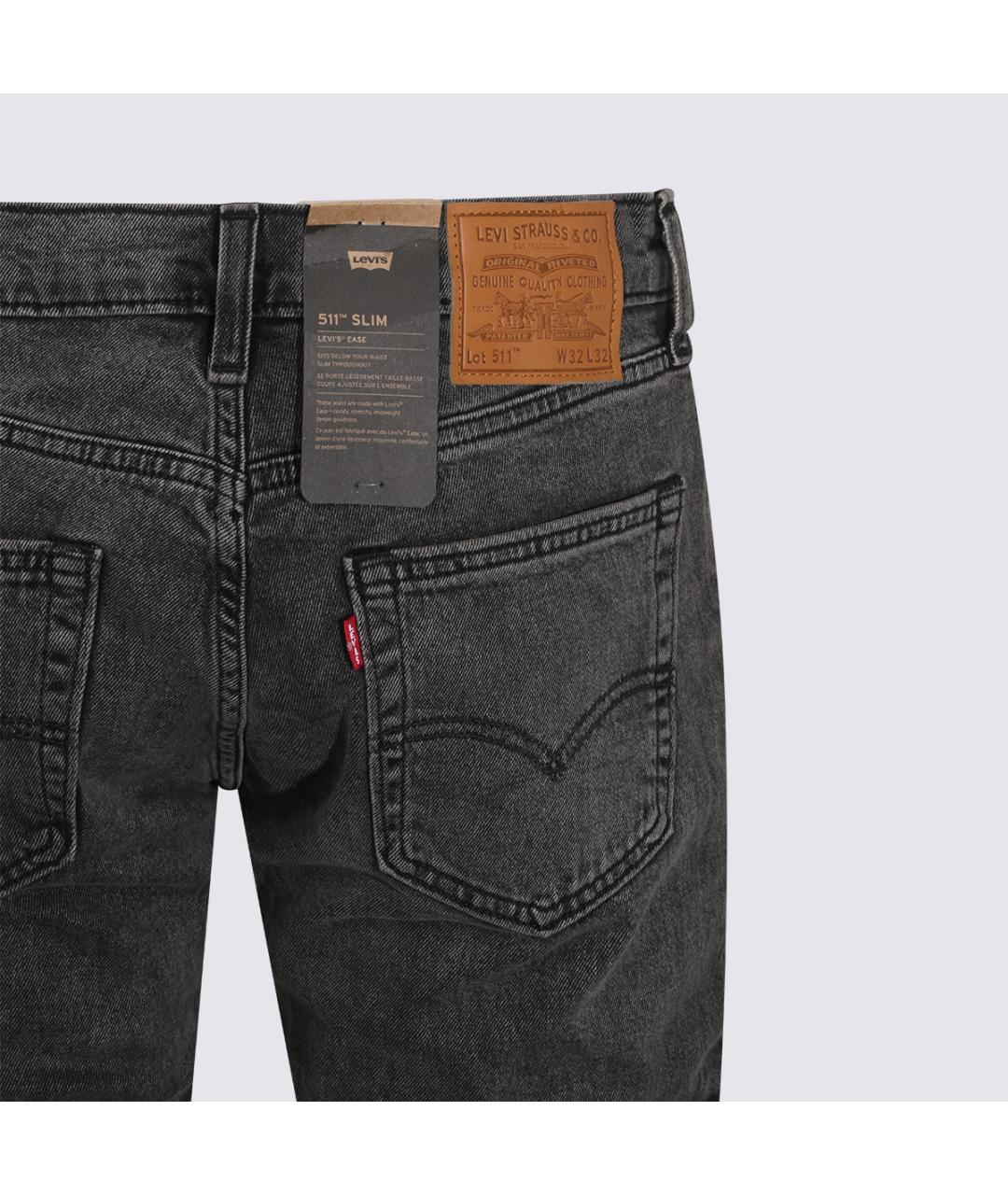 LEVI'S Черные хлопковые прямые джинсы, фото 4