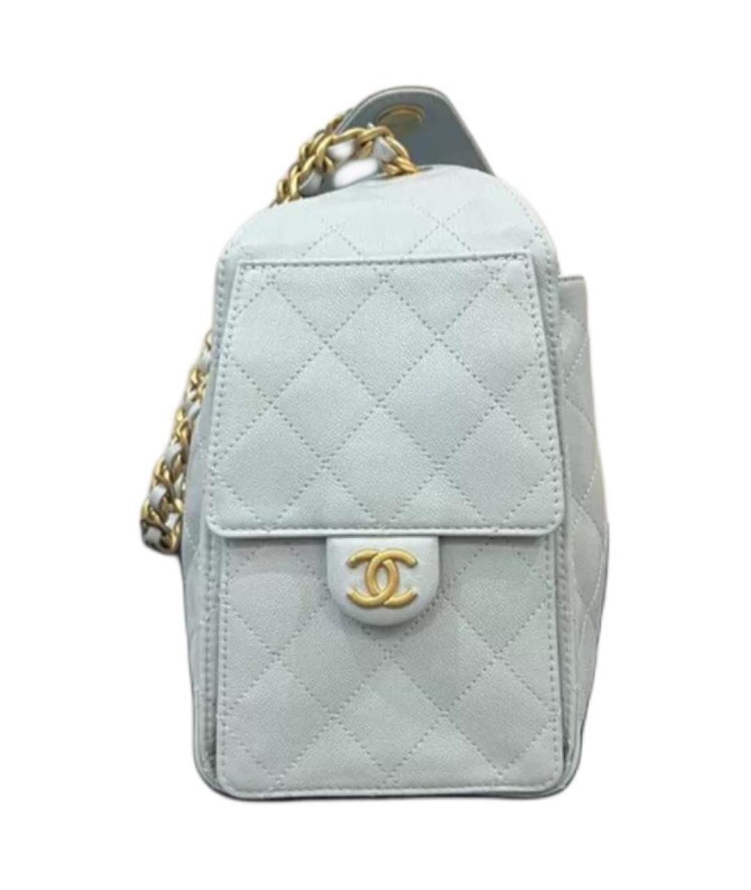 CHANEL Голубая кожаная сумка через плечо, фото 3